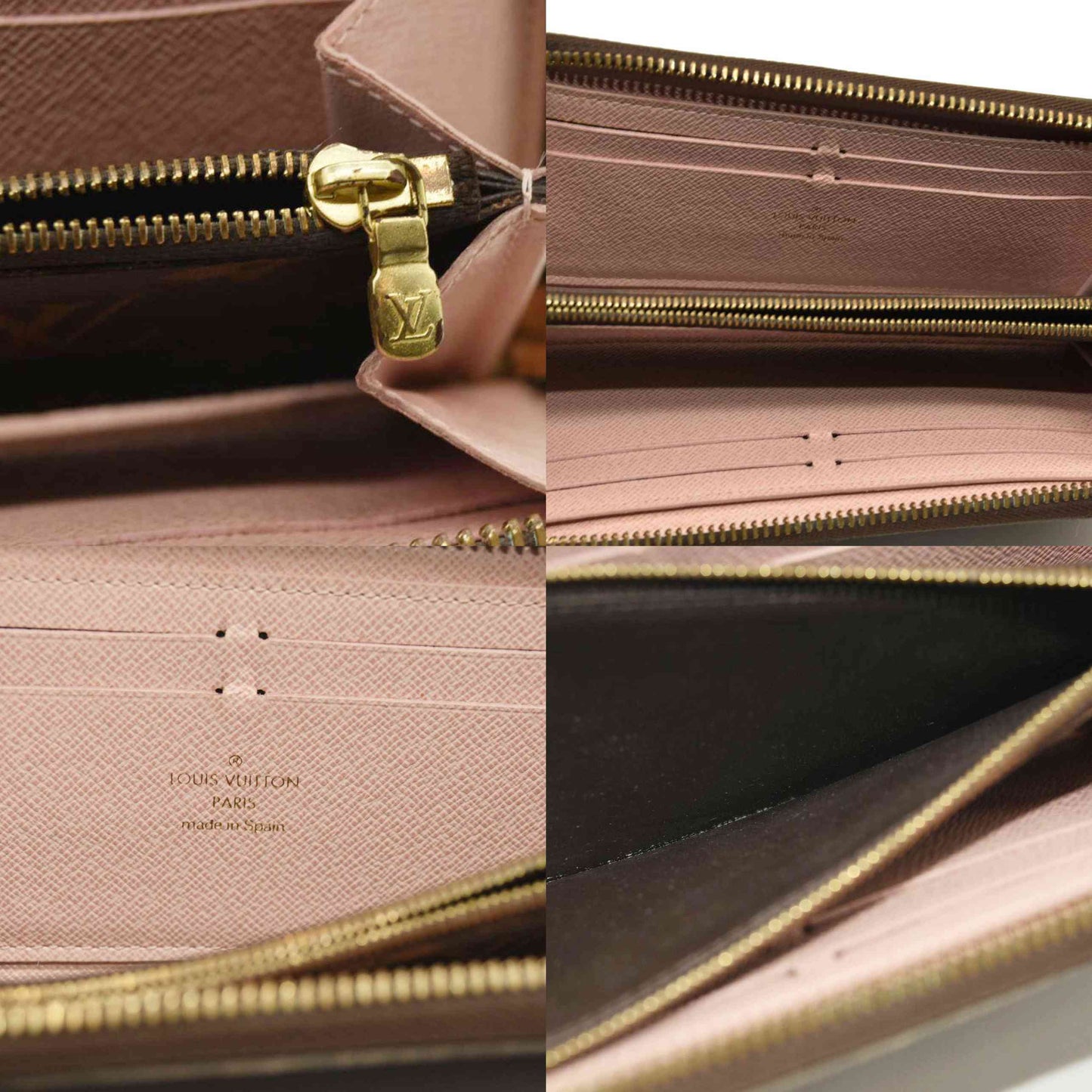 LOUIS VUITTON Damier Ebene Clemence Wallet Rose Ballerine CA0196