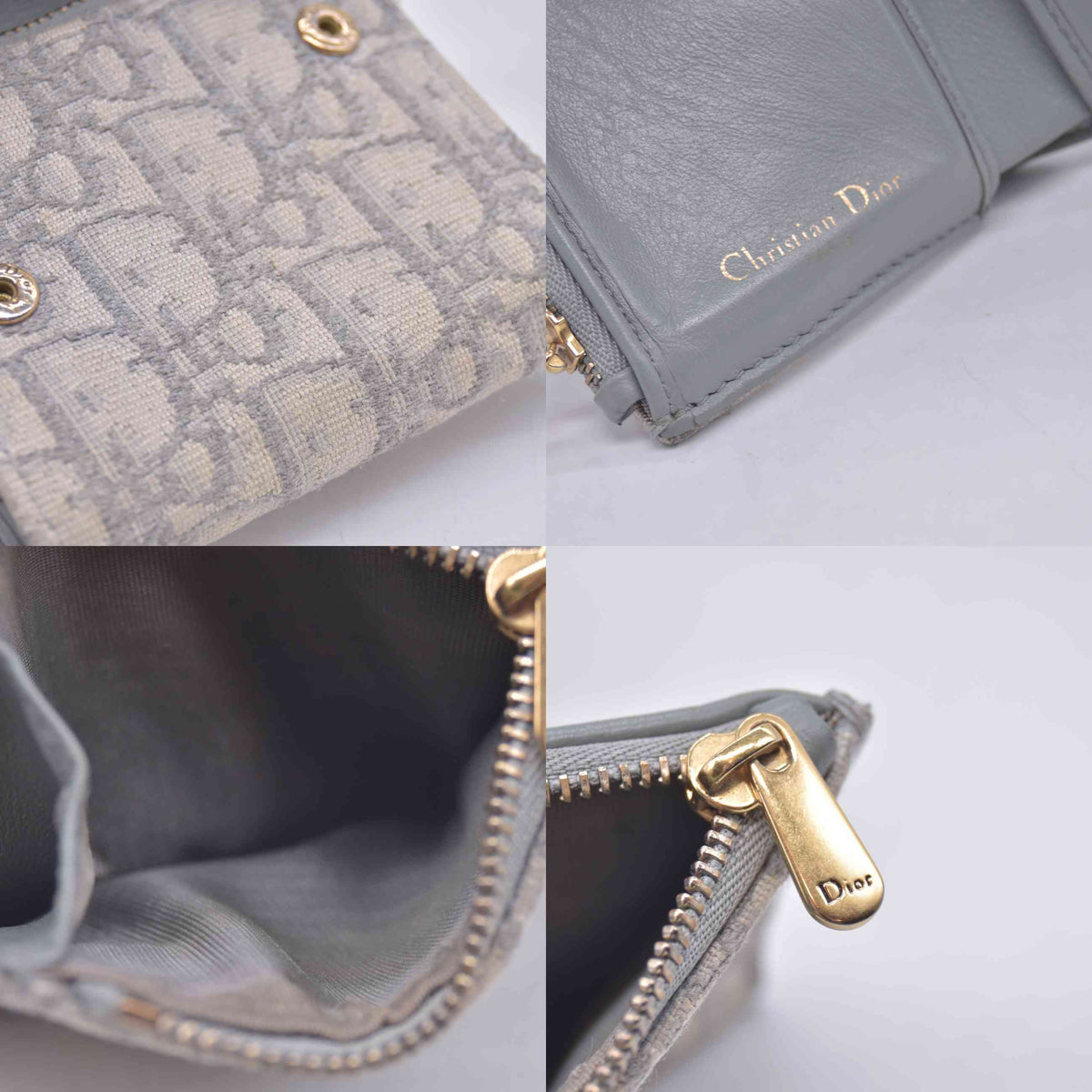 $690 Christian Dior Saddle Oblique Trotter Canvas Trifold Wallet 10021021