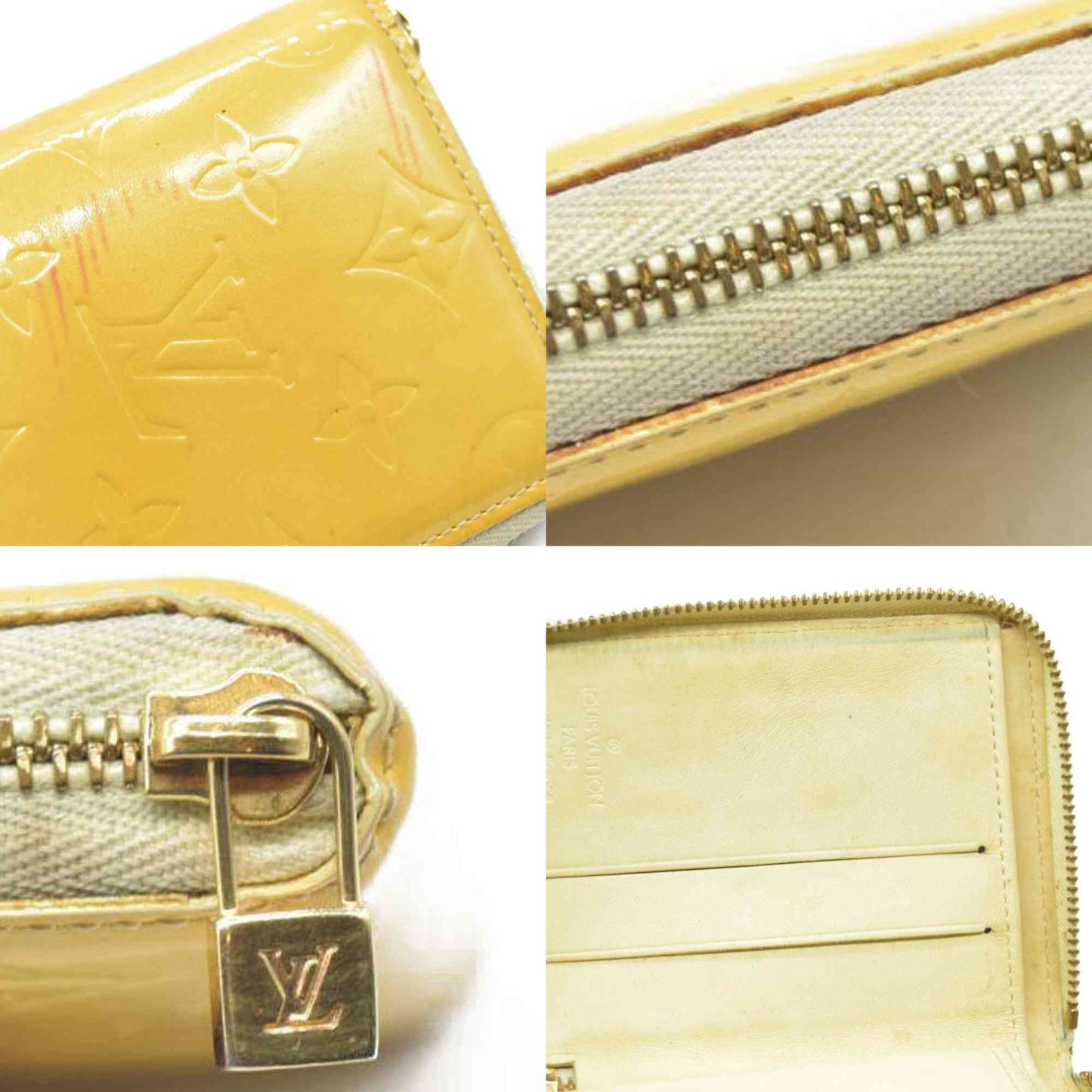 $490 Louis Vuitton Monogram Vernis Patent Leather Broom Zip Around Wallet MI0999