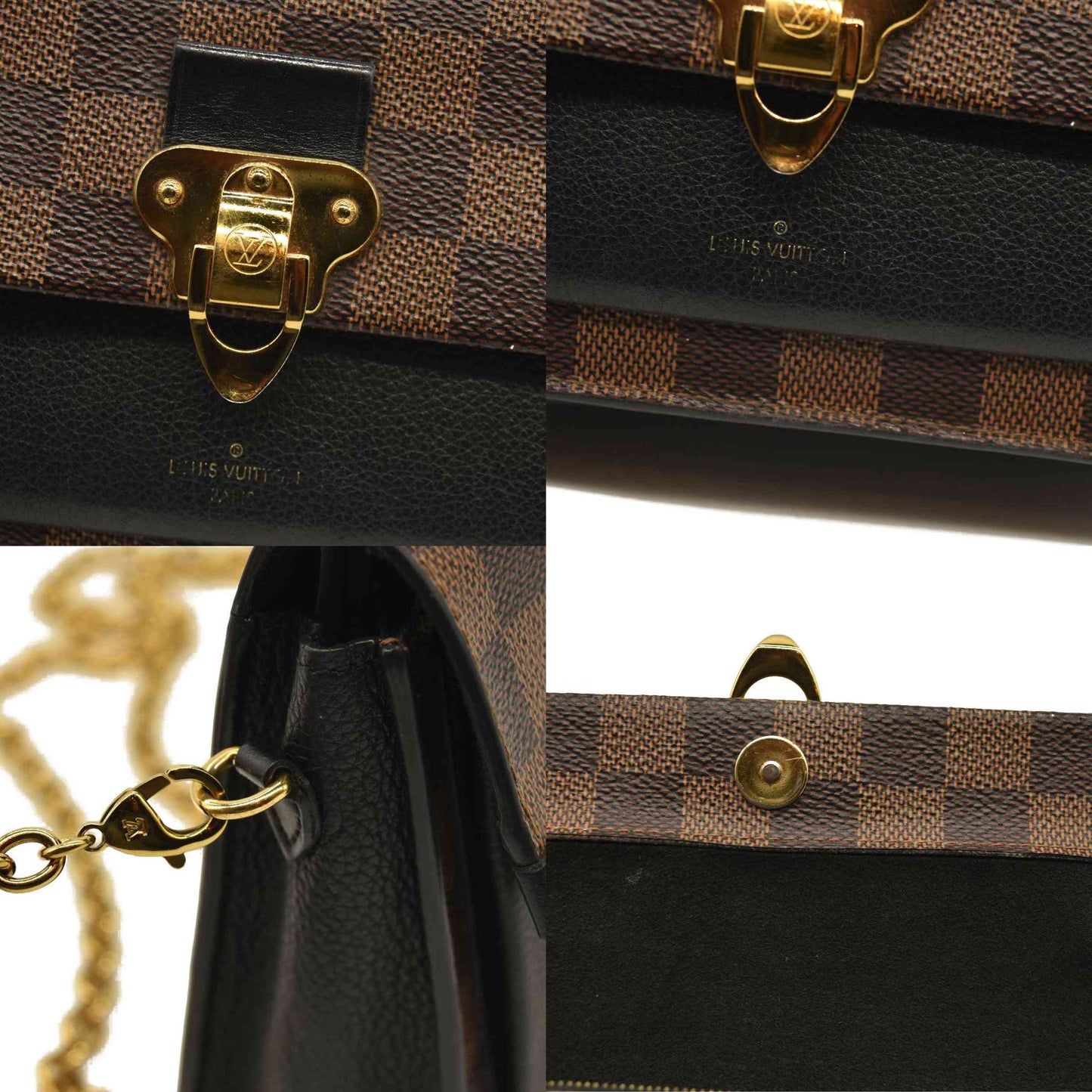 Louis Vuitton  Damier Ebene Vavin Chain Wallet Black