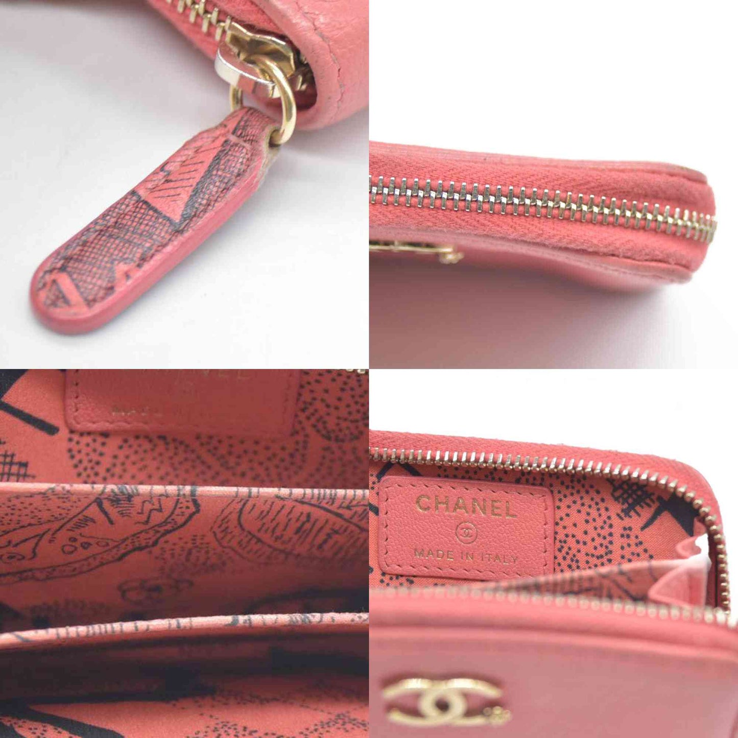 CHANEL CC Logo Leather Coin Purse Wallet Pink 26515186