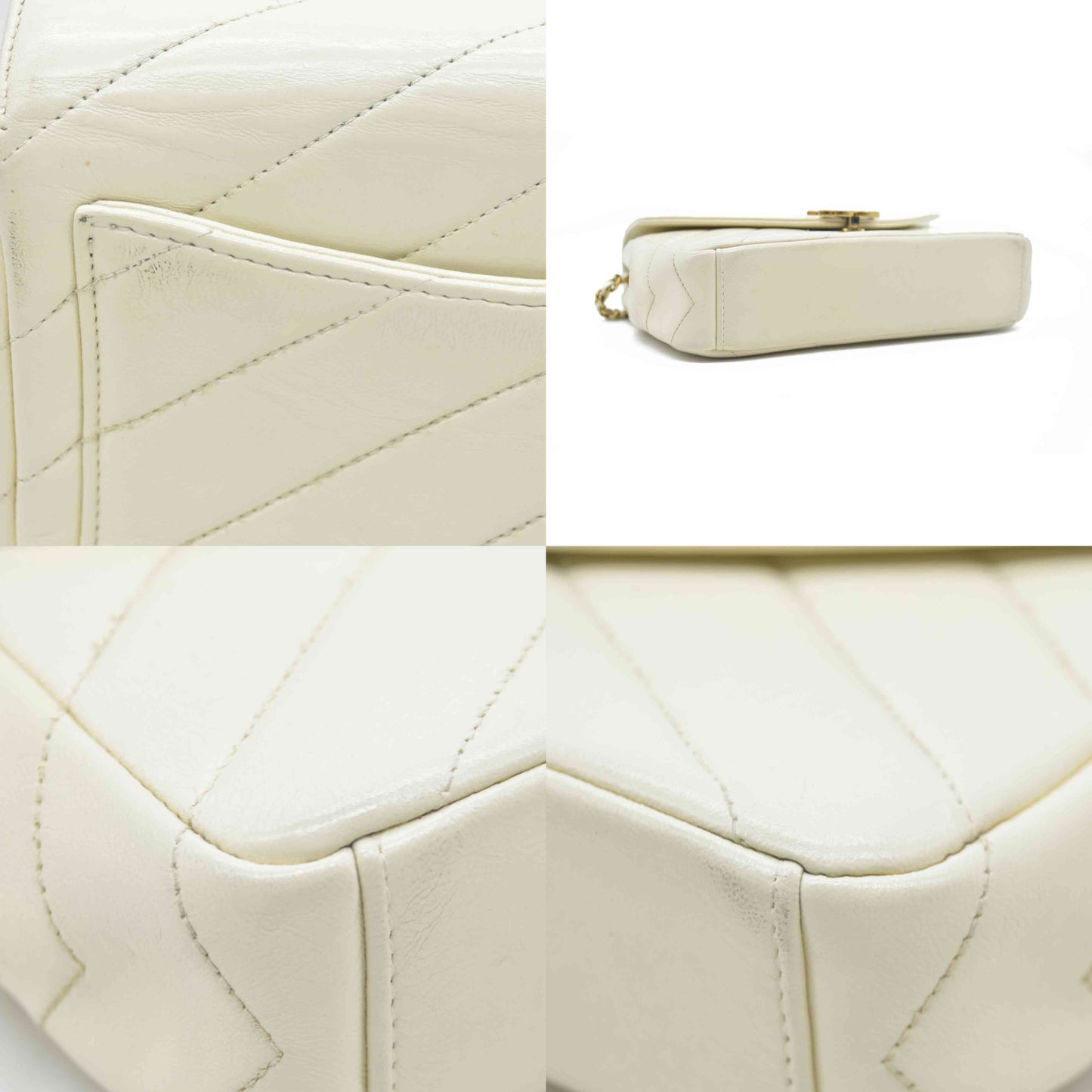 2016 $3400 Chanel Ivory Chevron Quilted Leather Paris-Seoul Coco Envelope Small Crossbody Bag