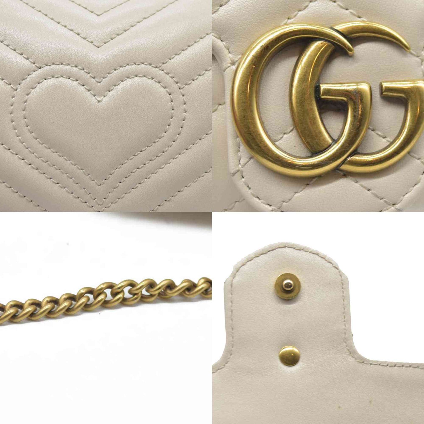 Gucci Super Mini Marmont Leather Shoulder Bag White GG Crossbody $1400