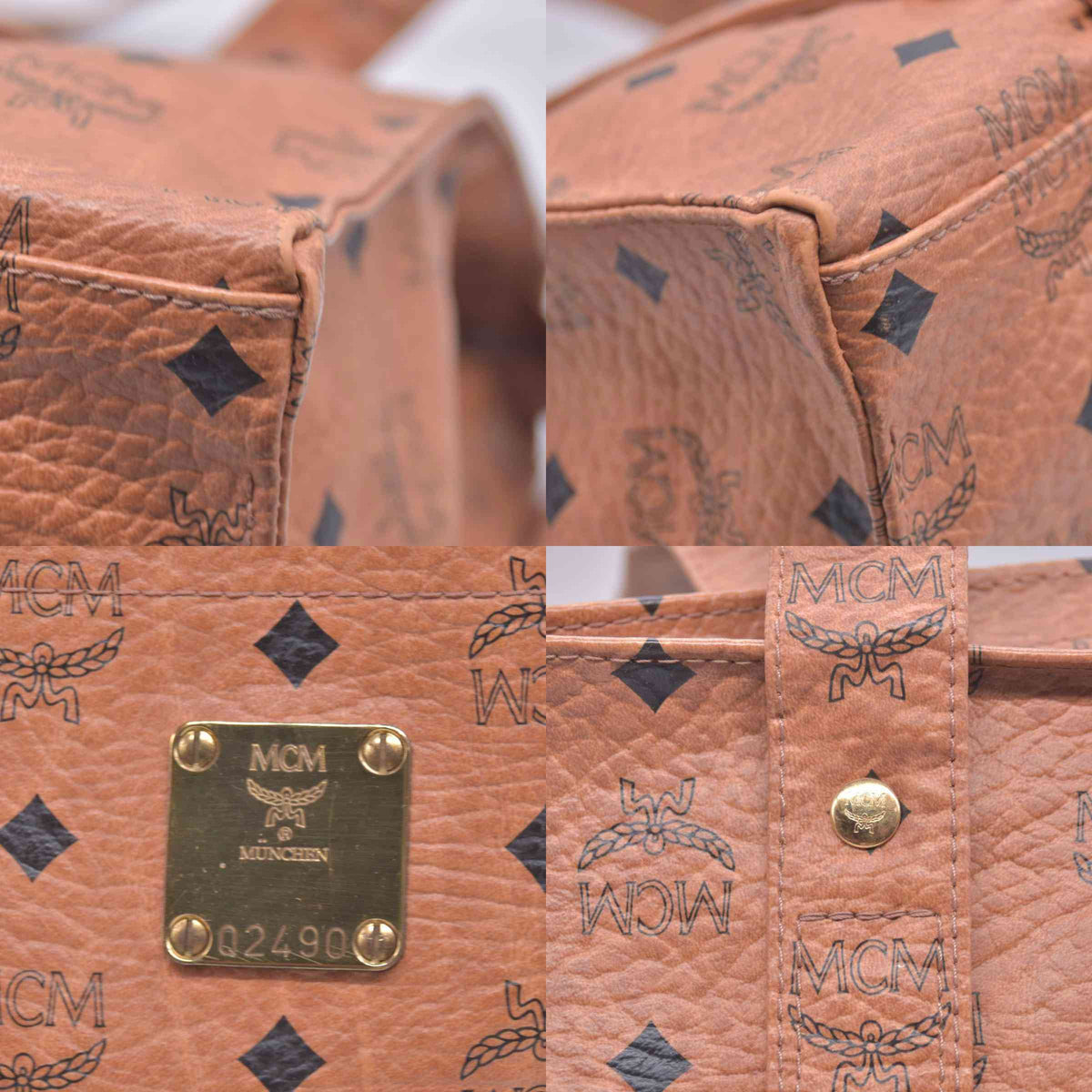 $830 MCM Visetos Aren Small School Bag Tote Cognac CONSIGNMENT