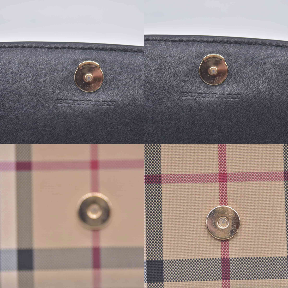 $1090 Burberry House Check and Leather Flap Wallet / Wallet on Chain CONSIGNMENT