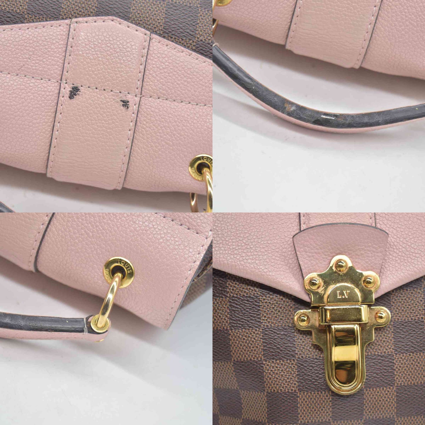 $2040 2018 Louis Vuitton Damier Ebene Clapton Backpack Magnolia Pink SR3188