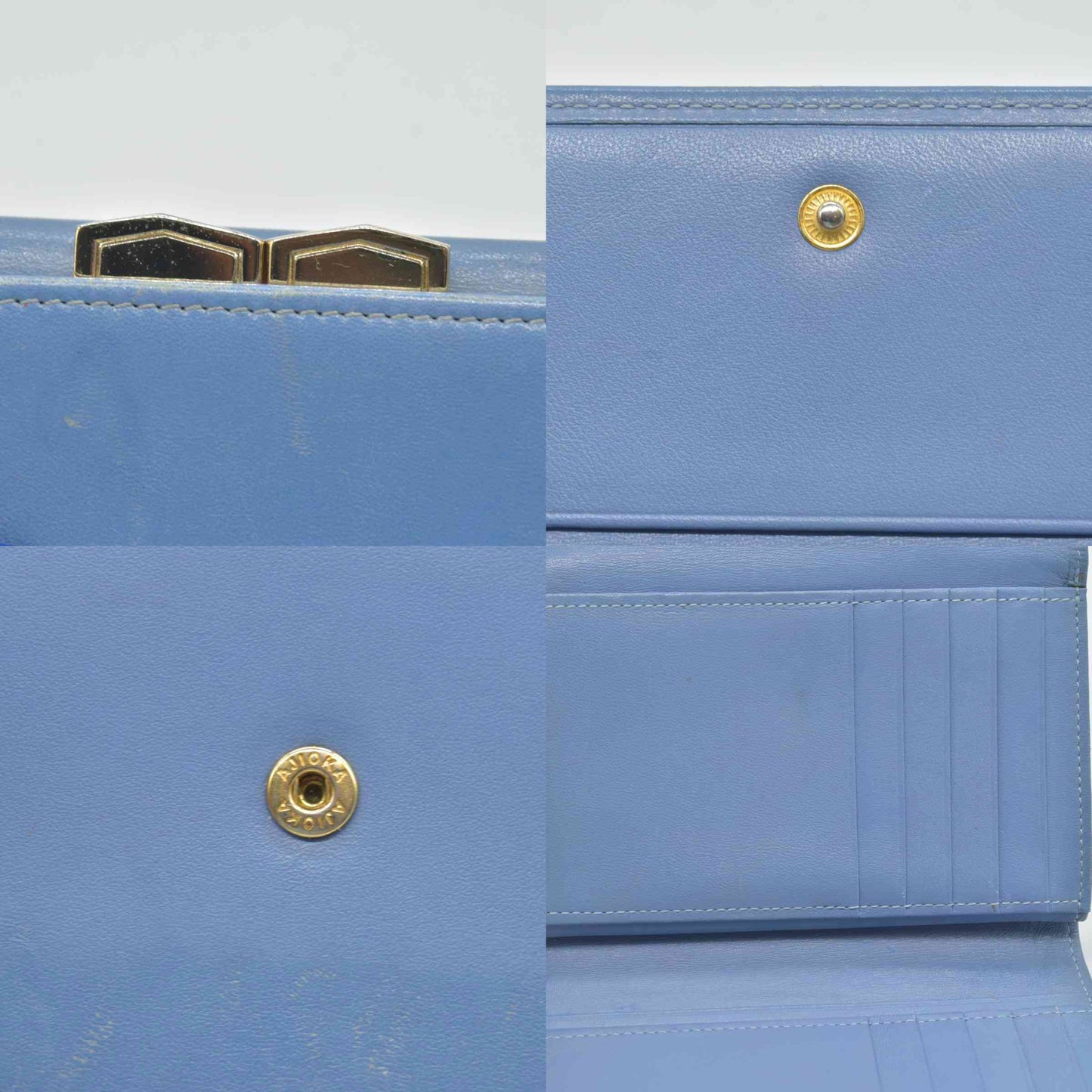 $480 Saint Laurent Monogram YSL Vintage Wallet Blue Leather CONSIGNMENT