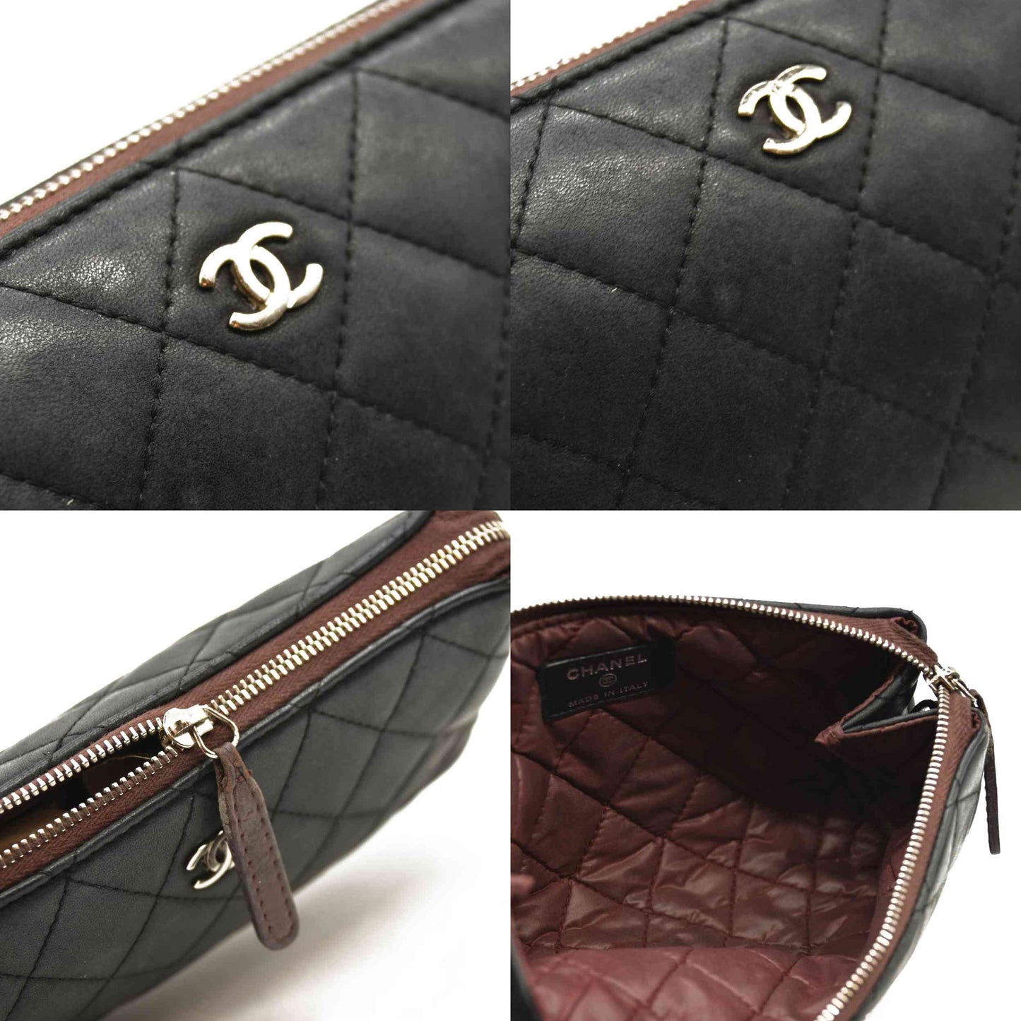 Chanel Lambskin Quilted Cosmetic Case Black