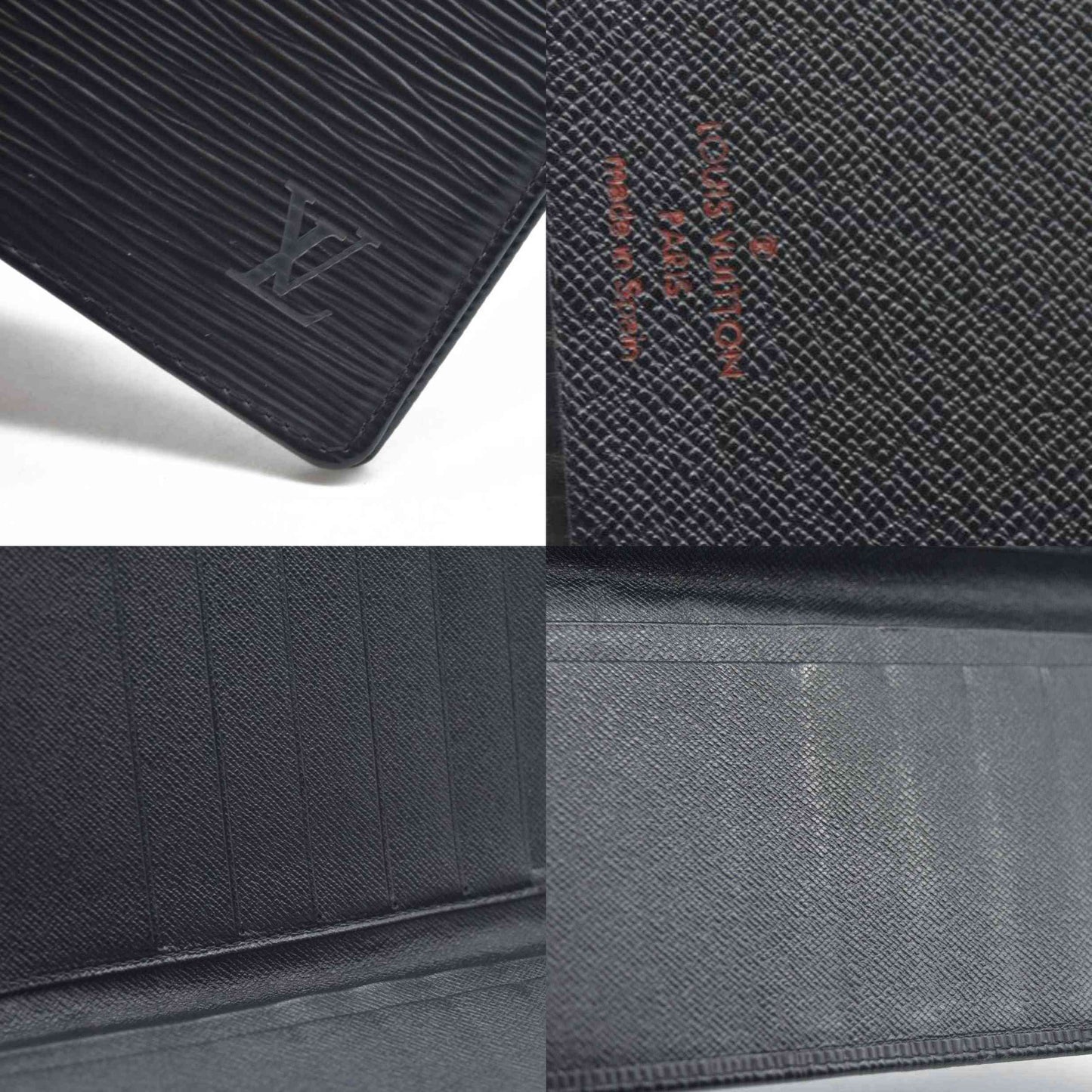 AUCTION $545 Louis Vuitton Epi Porte Chequier Credit Leather Long Wallet Black CA0042