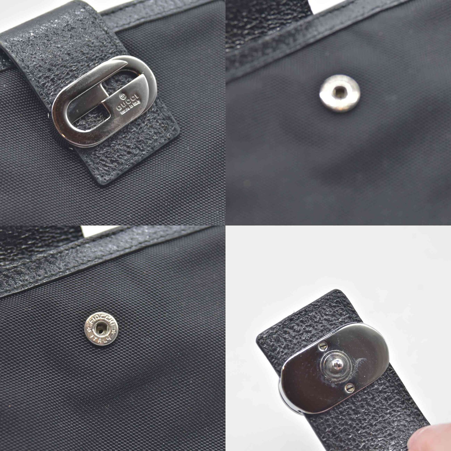 $490 GUCCI Logo Canvas Leather Bifold Wallet Black