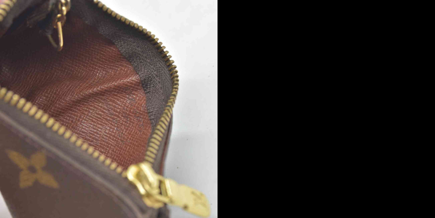 $345 Louis Vuitton Monogram Pochette Cles Wallet Coin Purse Brown