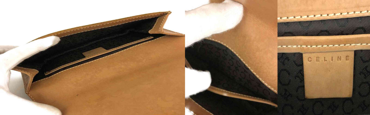 $850 CELINE Macadam C Suede Leather Shoulder Bag Brown