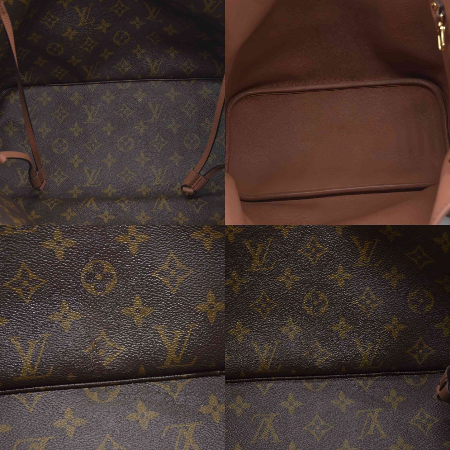Louis Vuitton LV Monogram Neverfull Inside Out Brown Missing Pouch