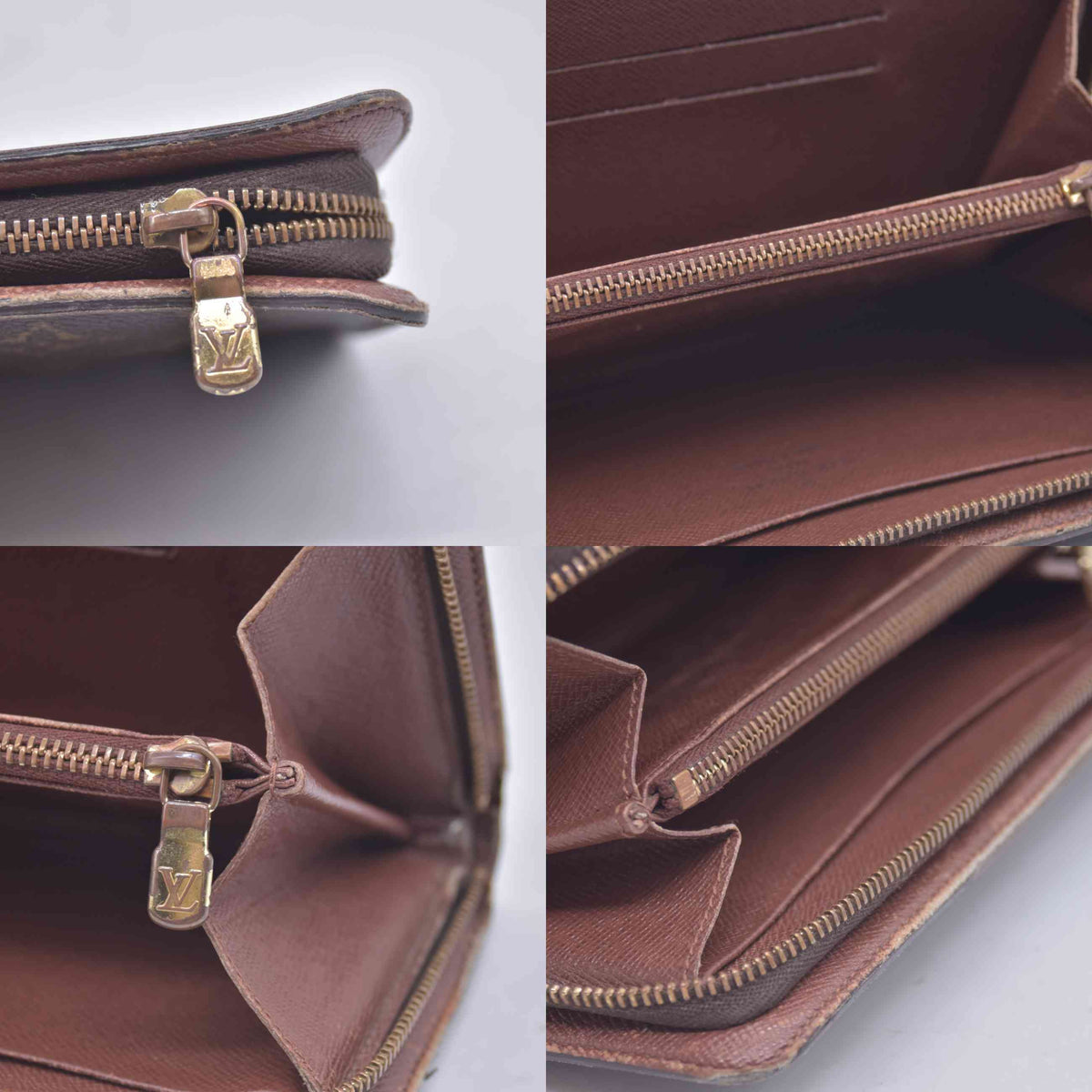 $750 2003 Louis Vuitton Monogram Porte Monnaie Zippy Long Wallet Brown TH0043
