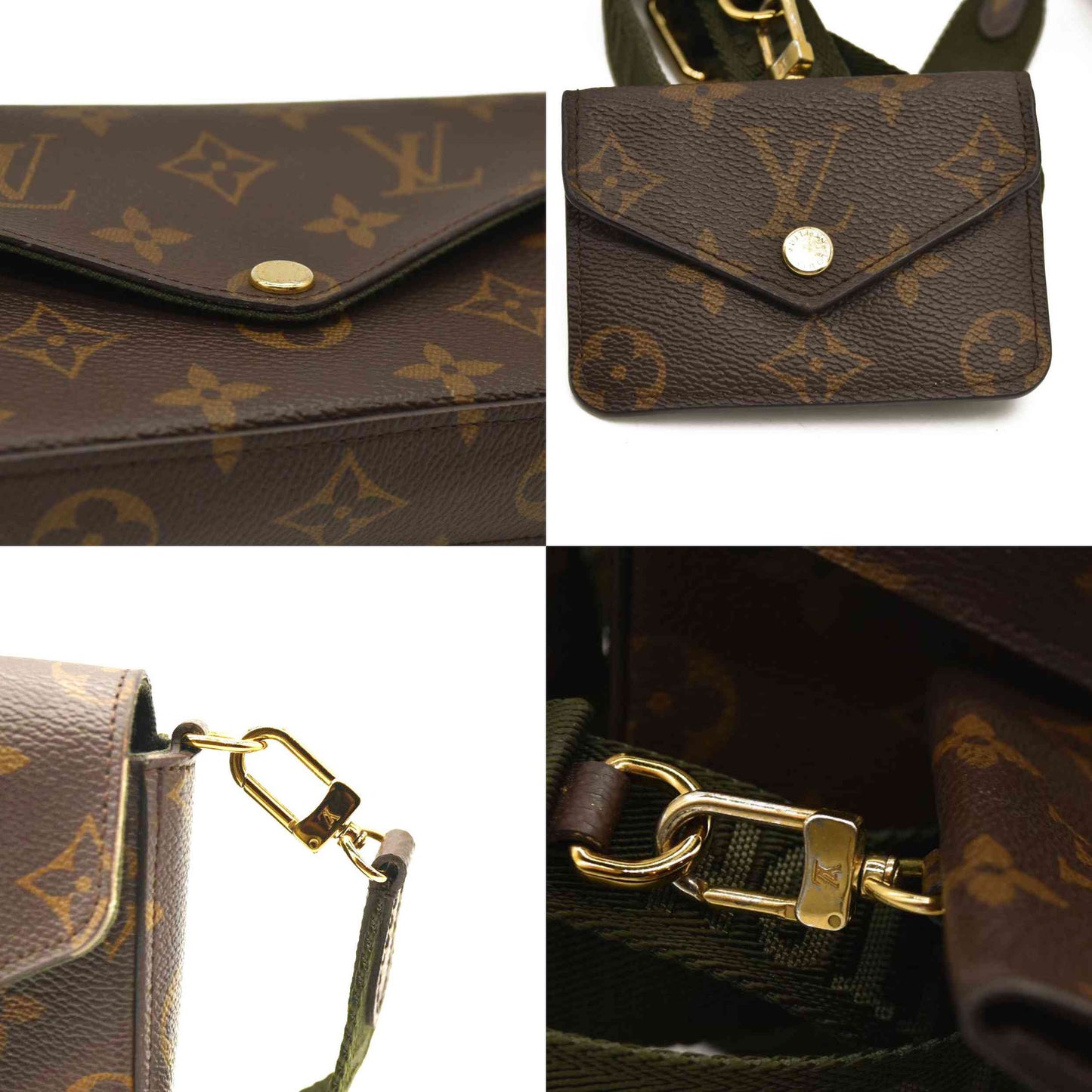 LOUIS VUITTON  Monogram Felicie Strap & Go Kaki