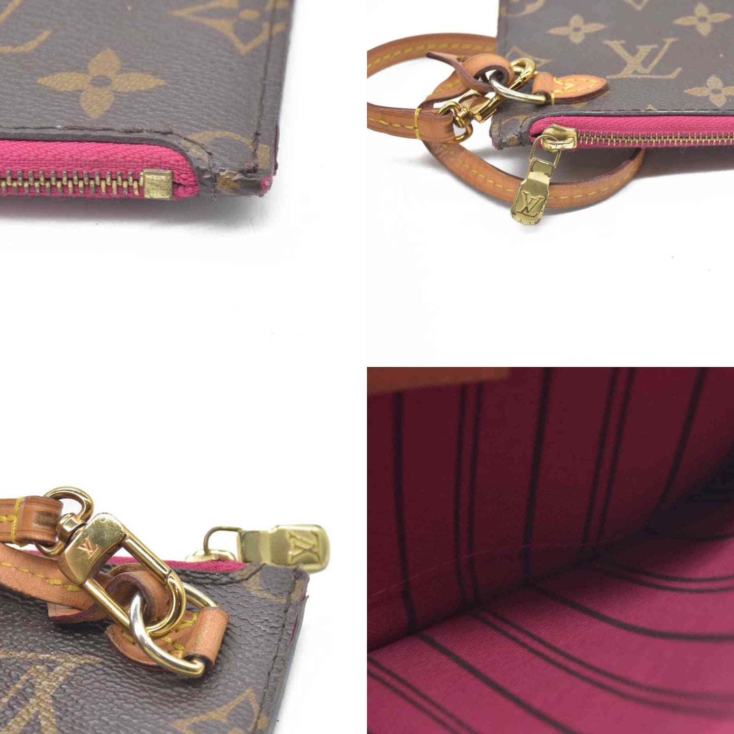 $600 Louis Vuitton  Monogram Neo Neverfull GM MM Pochette Fuchsia AR5105