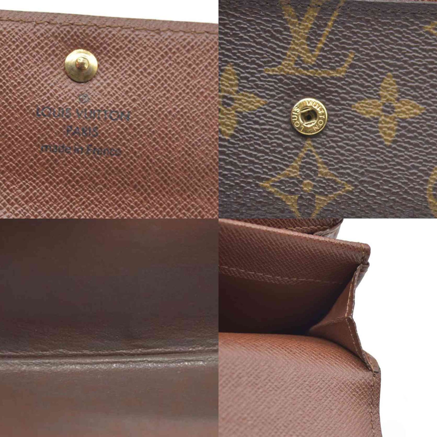 AUCTION $430 Louis Vuitton Monogram Porte Monnaie Plat Coin Purse Wallet Brown MI1906