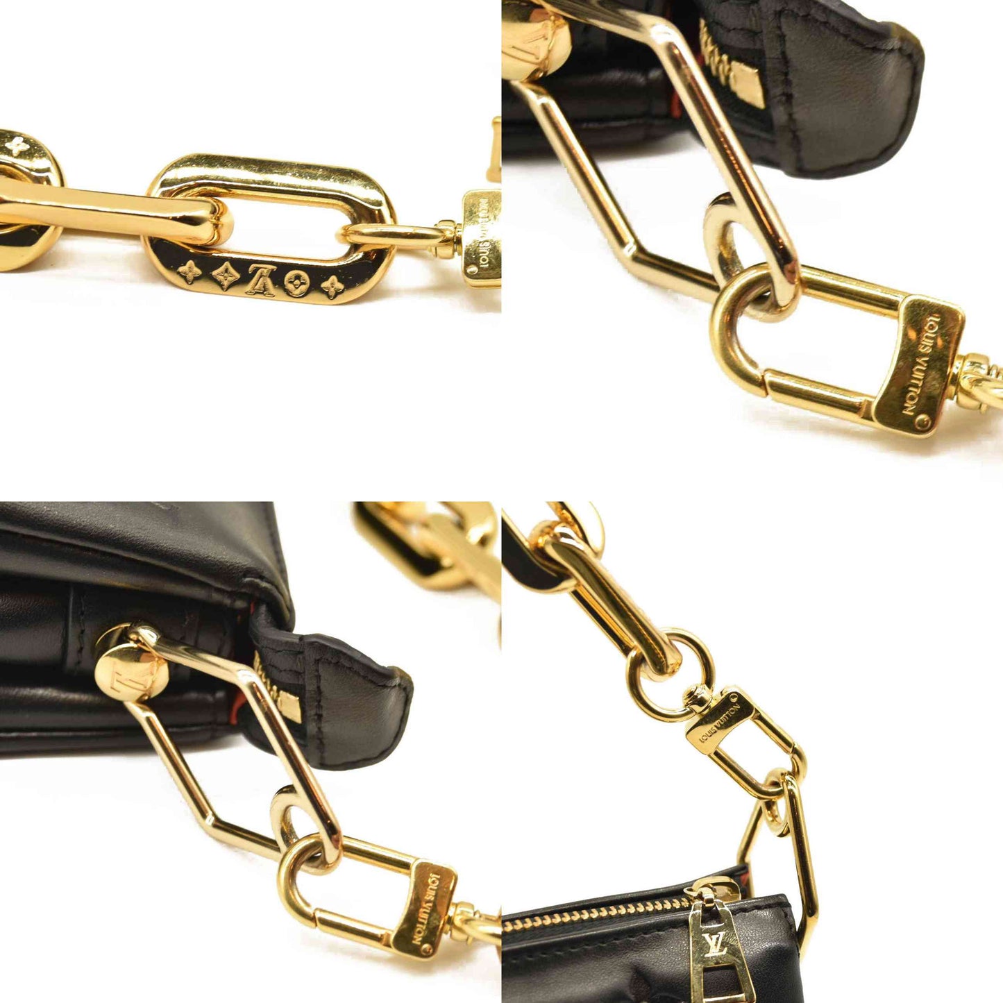 LOUIS VUITTON Lambskin Embossed Monogram Coussin BB Black