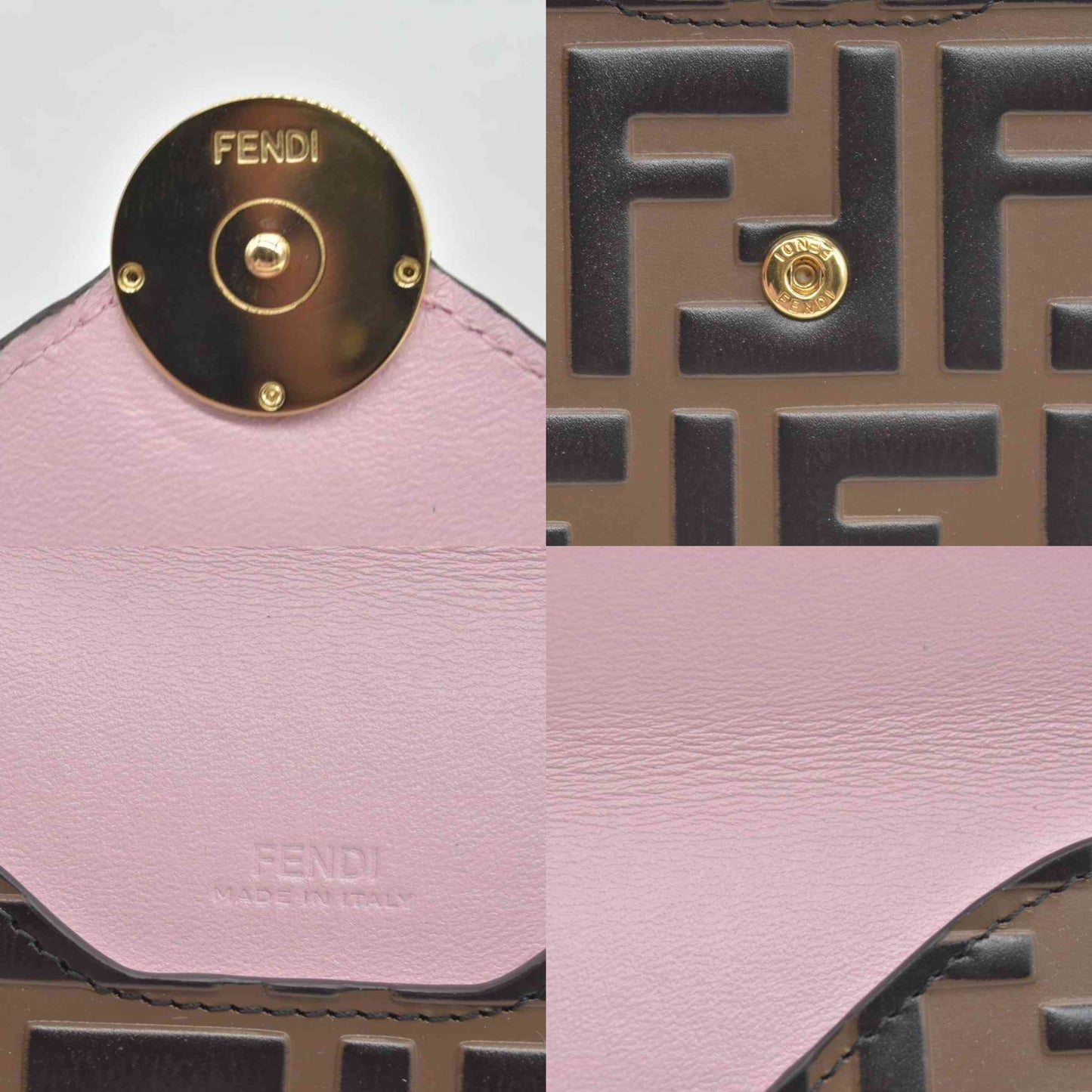 $850 Fendi Vitello Cruise F is Fendi Bi-Color FF 1974 Embossed Envelope