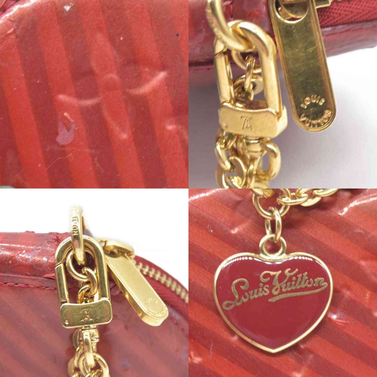 $490 Louis Vuitton  Vernis Rayures Coeur Heart Coin Purse TS4187