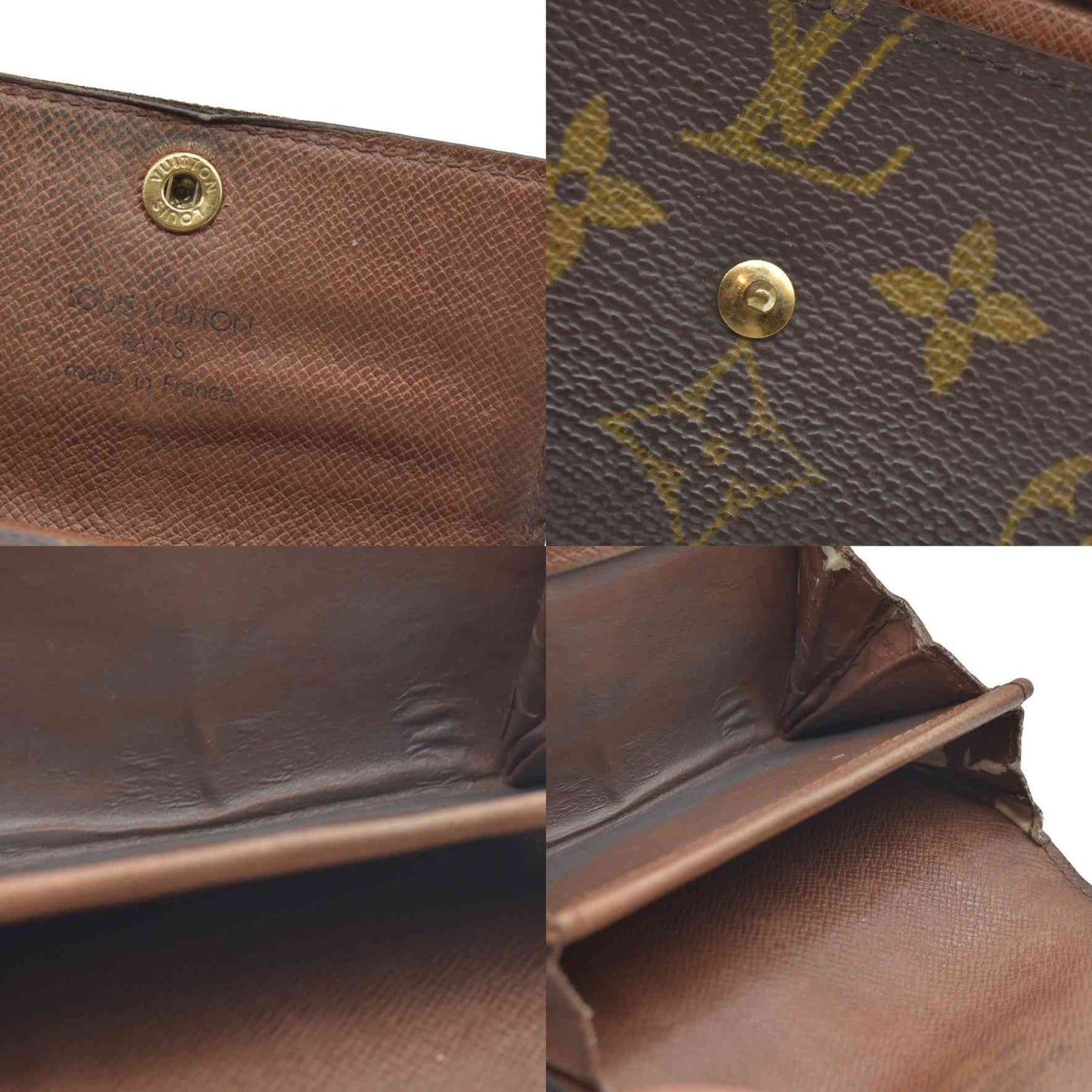 AUCTION $430 Louis Vuitton Monogram Porte Monnaie Plat Coin Purse Wallet Brown MI1917