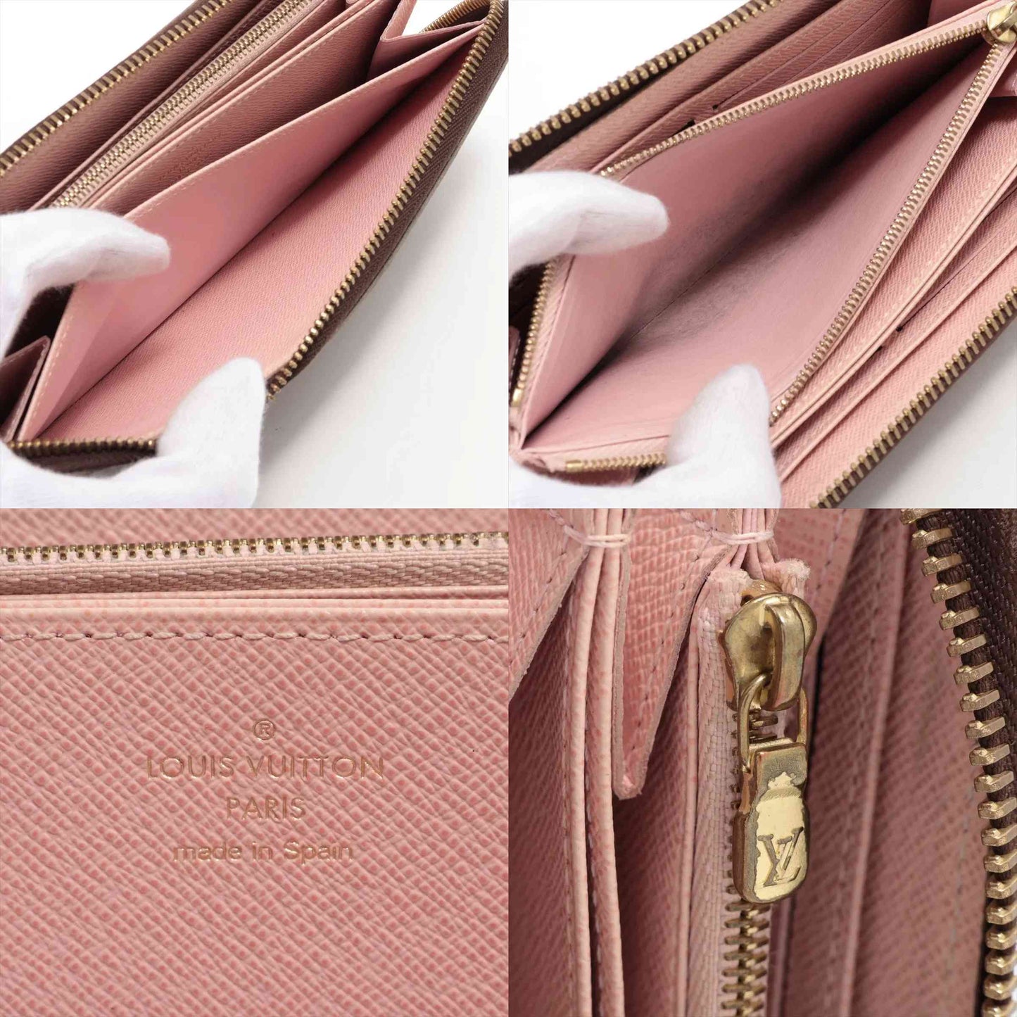 $915 Louis Vuitton Monogram Zippy Wallet Rose Ballerine CA0176