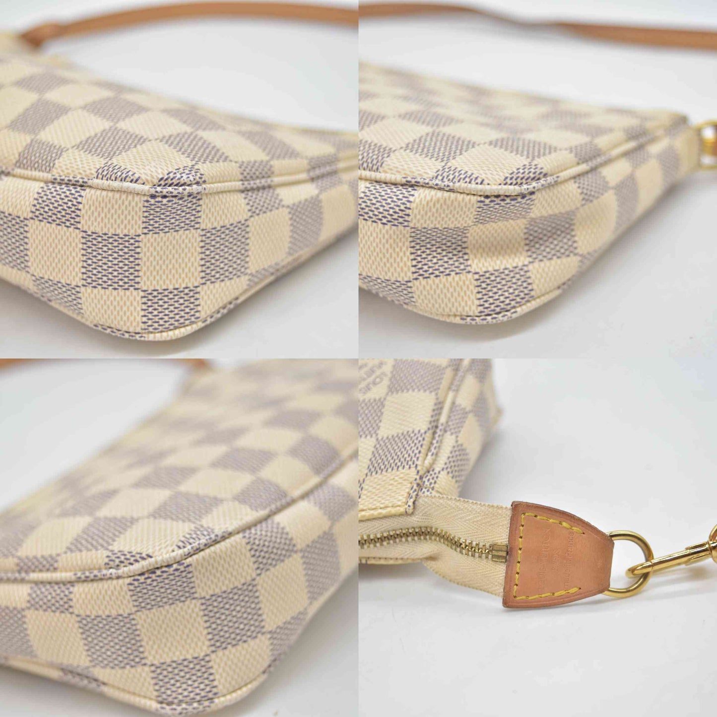 $1220 2020 Louis Vuitton Damier Azur Pochette Accessories NM MB4250