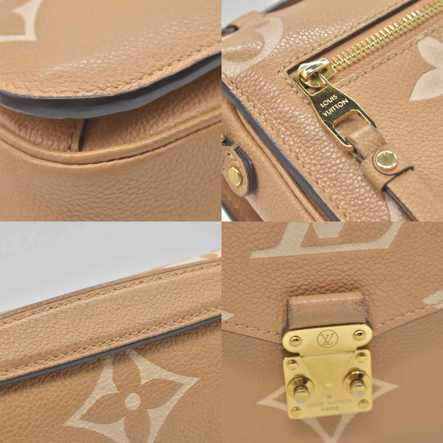 $3100 RFID Louis Vuitton Empreinte Monogram Giant Pochette Metis Arizona Beige
