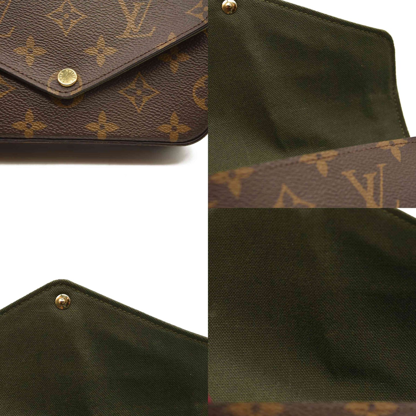 RFID Louis Vuitton  Monogram Felicie Strap & Go Kaki