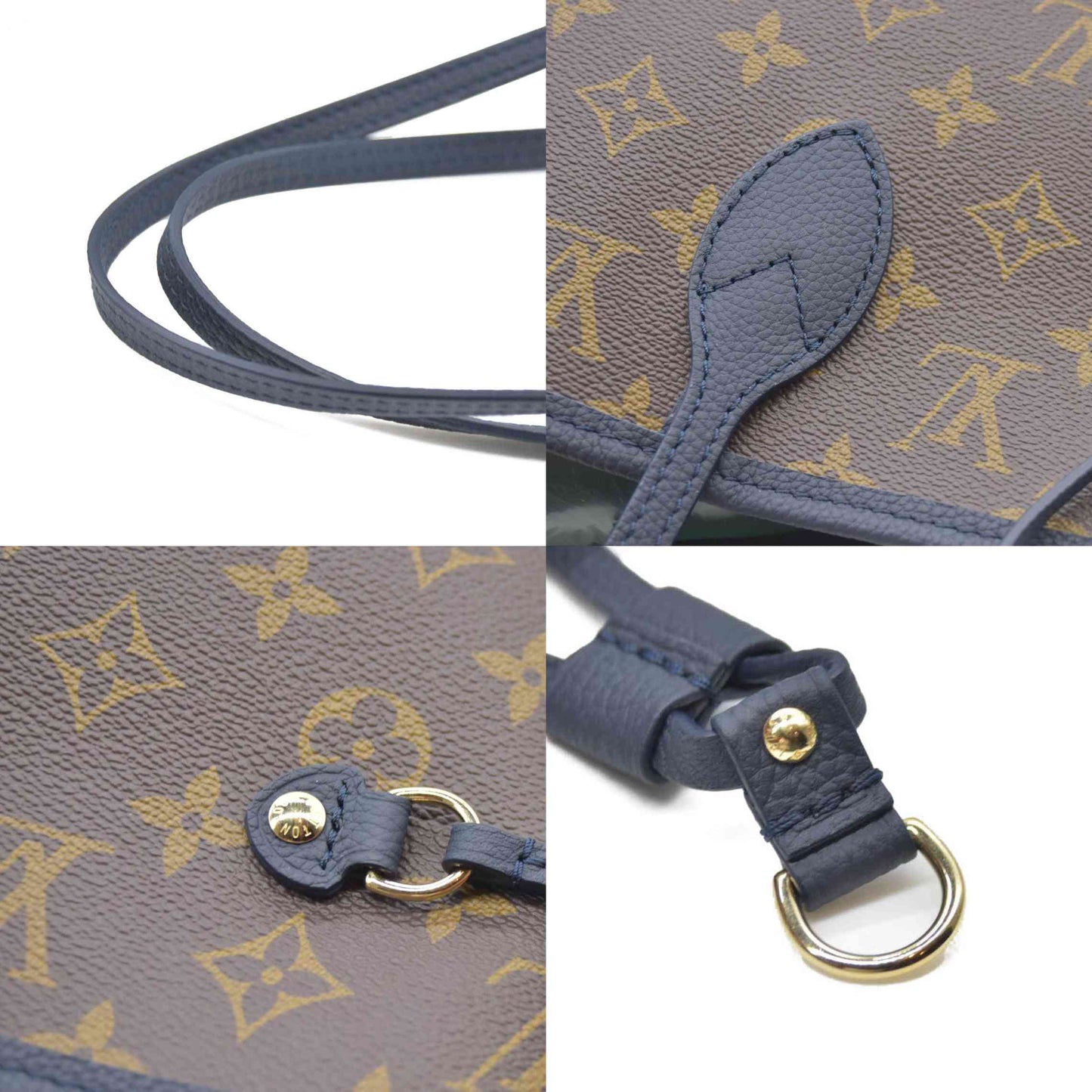 Louis Vuitton LV Monogram Neverfull Inside Out w/Pouch MM Navy