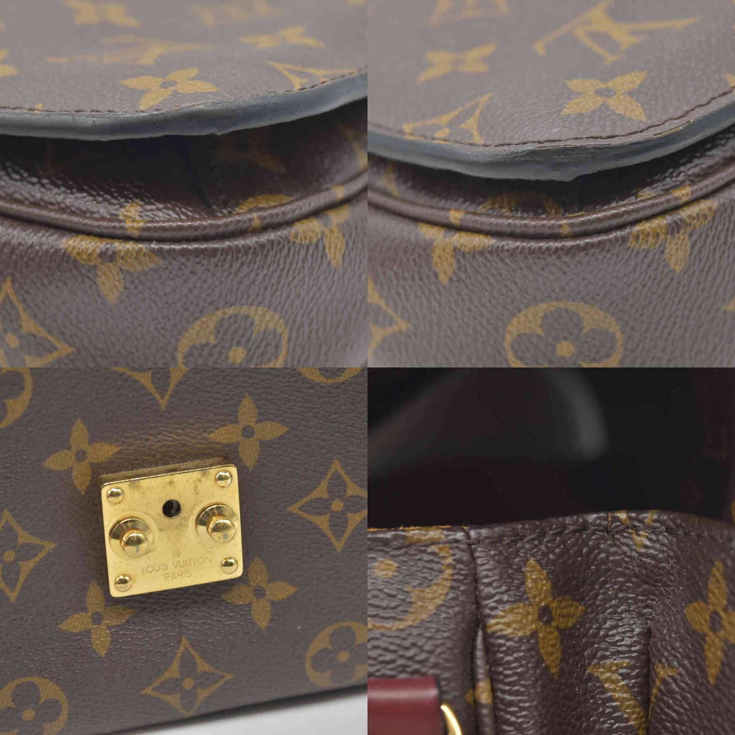 $2760 2019 Louis Vuitton Monogram Braided Pochette Metis Safran DU2109