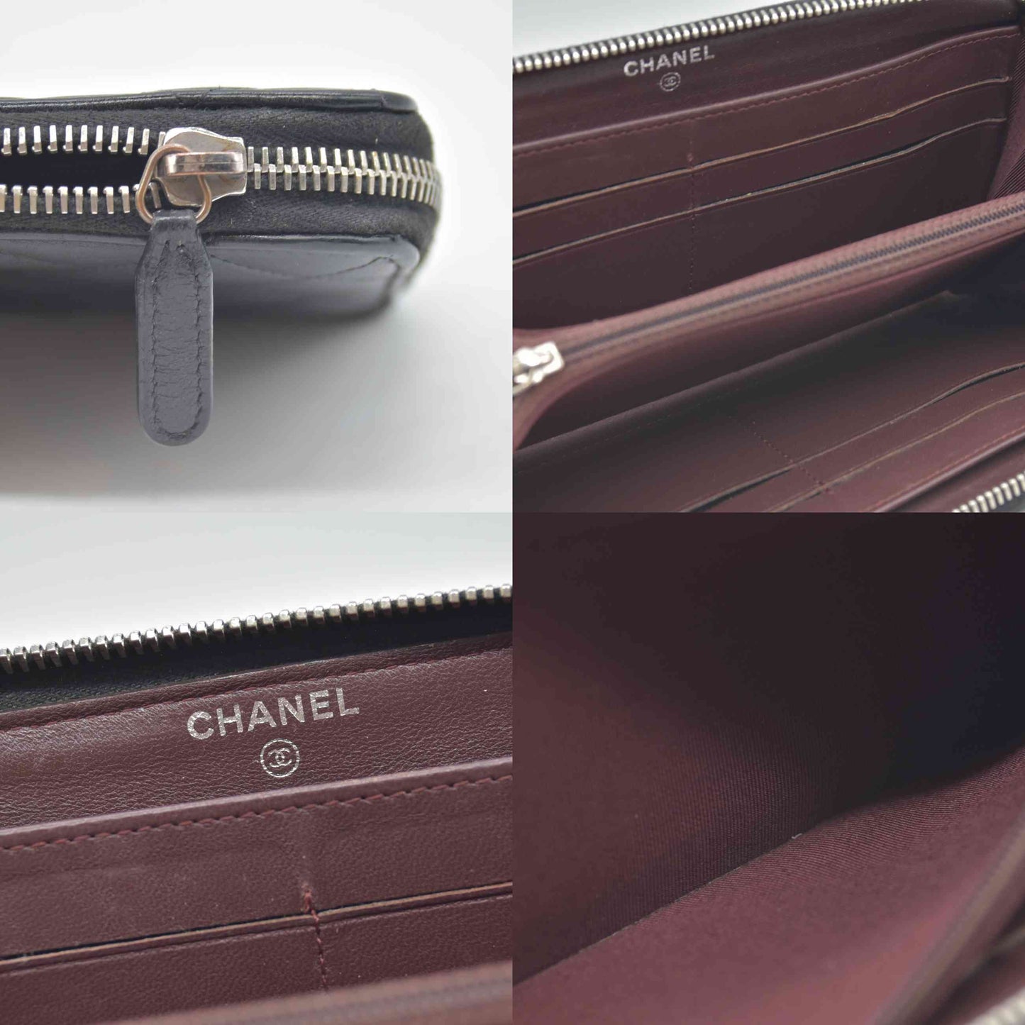 $1475 2011 Chanel Long Zipped Wallet Quilted Smooth CC