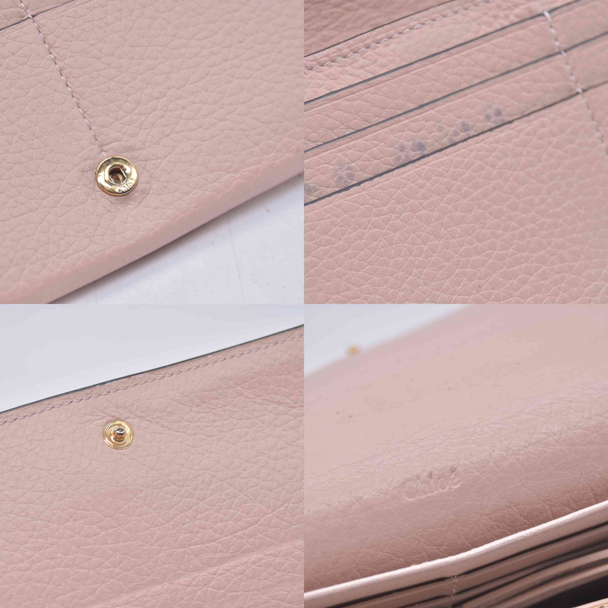 $690 Chloe Alphabet Wallet with Flap in Grained Leather Pink