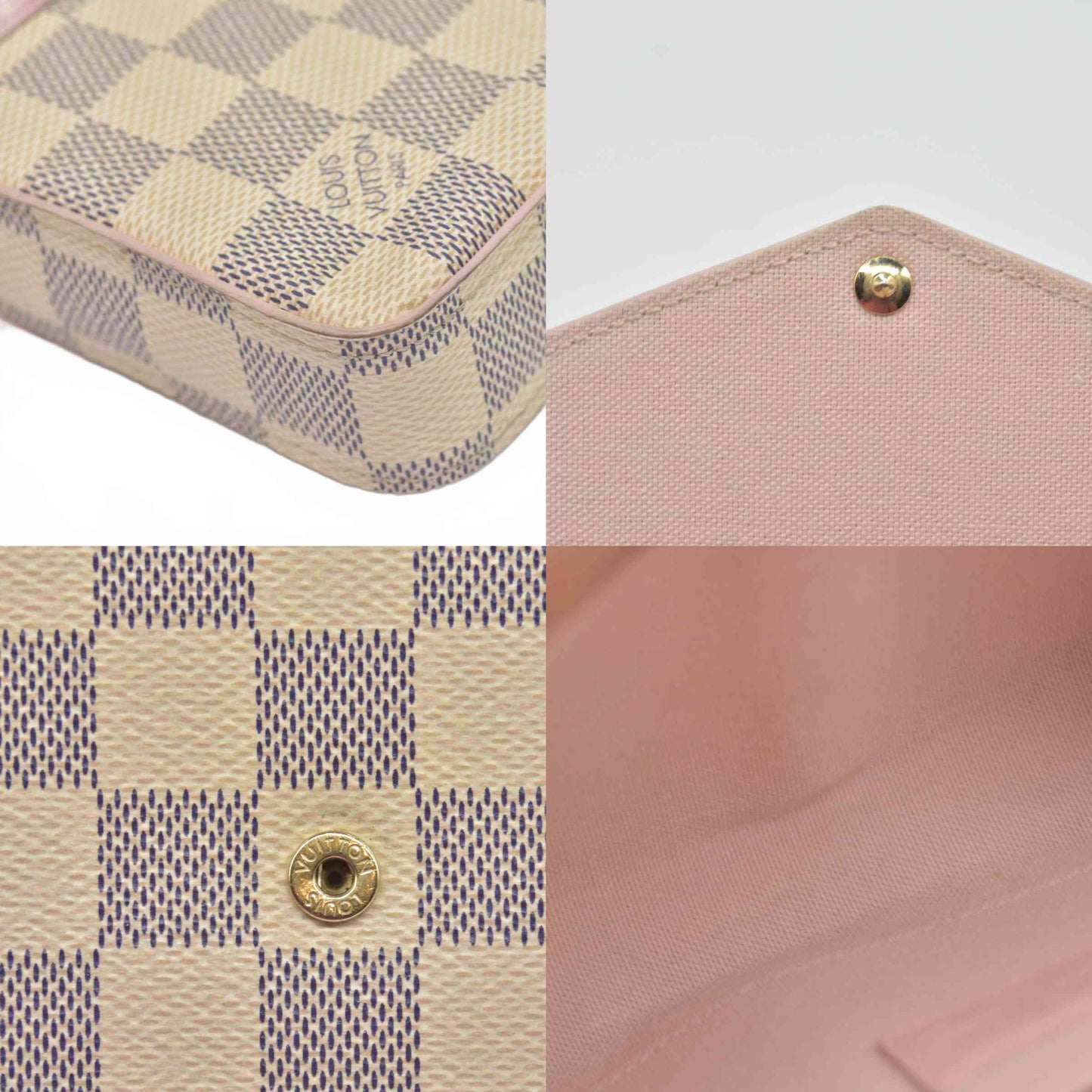 $1580 Louis Vuitton Damier Azur Pochette Felicie MI1149 2019 Pastel Pink