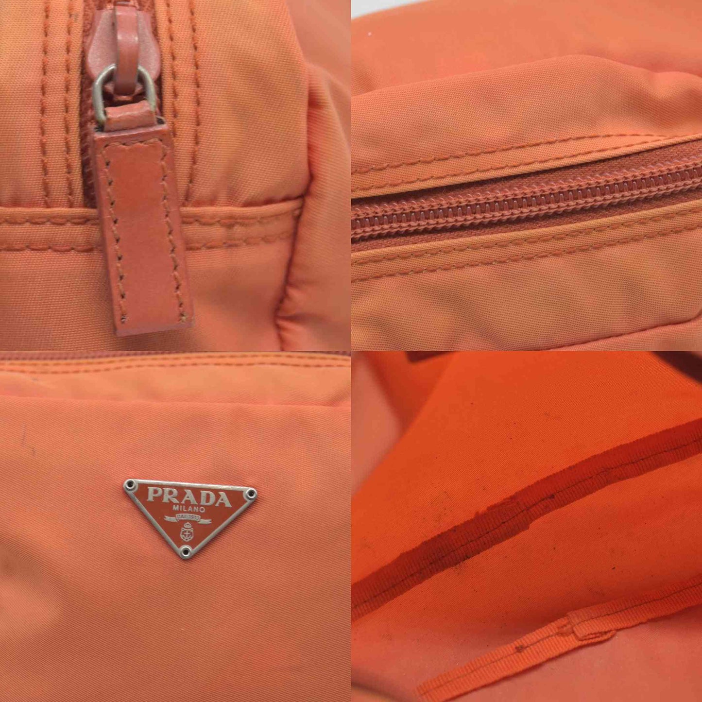 $695 Prada Nylon Vela Cosmetic Pouch Orange CONSIGNMENT