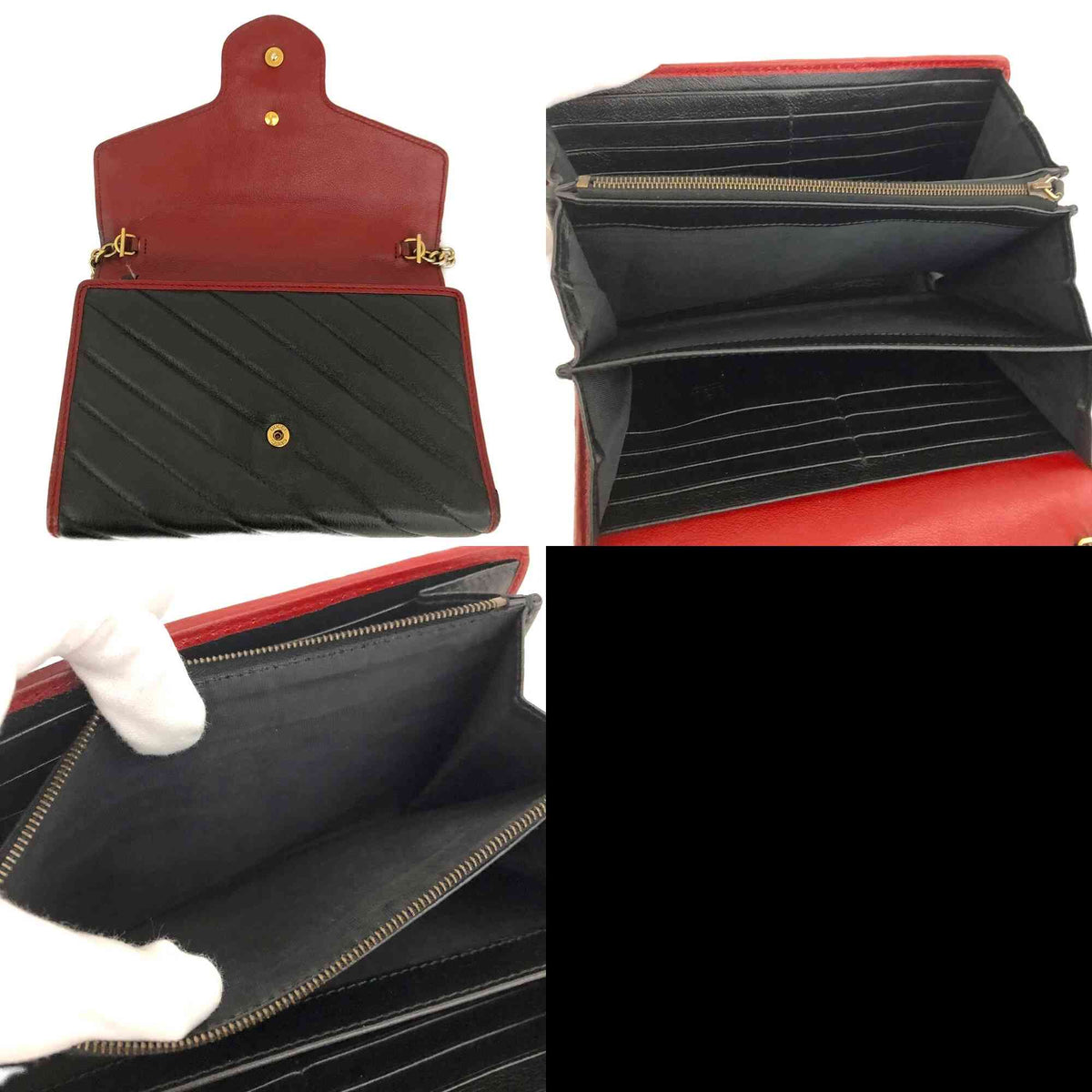 $2100 GUCCI GG Marmont Quilted Leather Chain Shoulder Bag Black