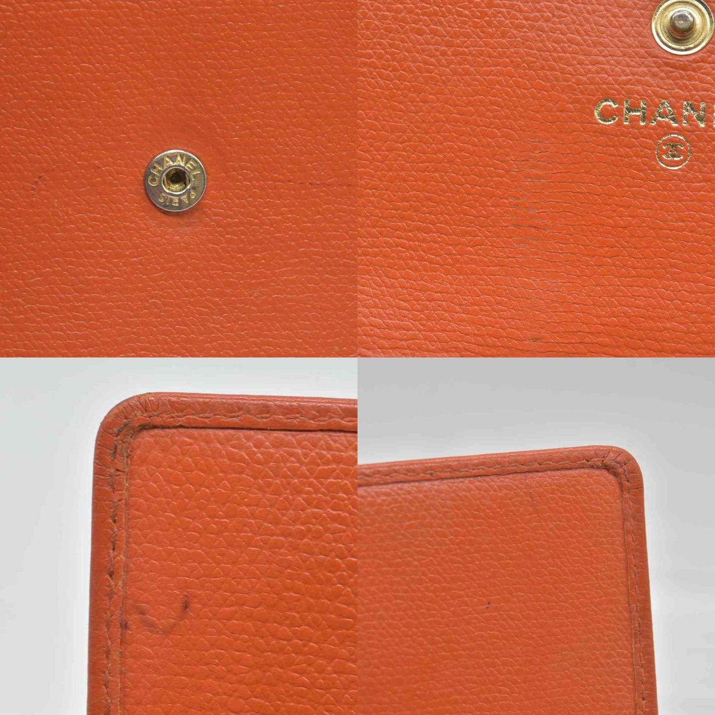 $725 Chanel  2003-2004 Compact Yen Wallet Button Orange CONSIGNMENT