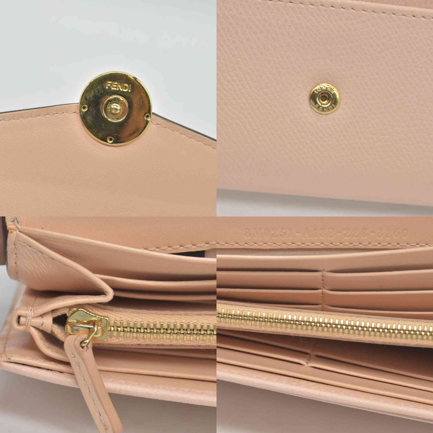 $795 FENDI Vitello Cruise F is Fendi Envelope Wallet Pale Pink