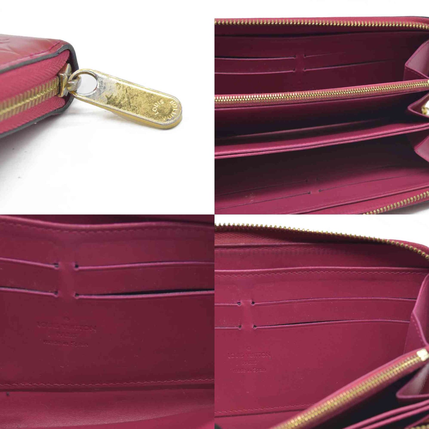 $840 Louis Vuitton Monogram Vernis Zippy Zip Around Long Wallet CA0123