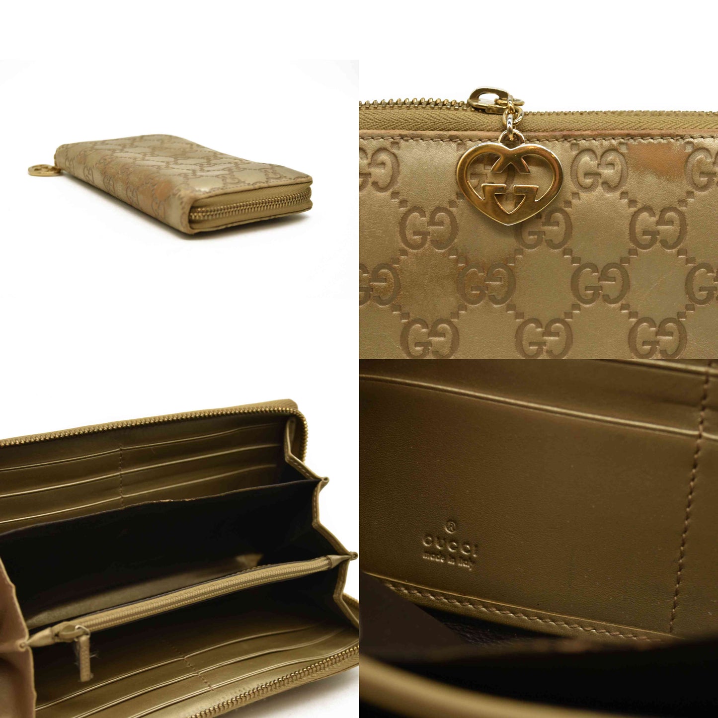 Gucci  Metallic Guccissima Lovely Zip Around Wallet Gold