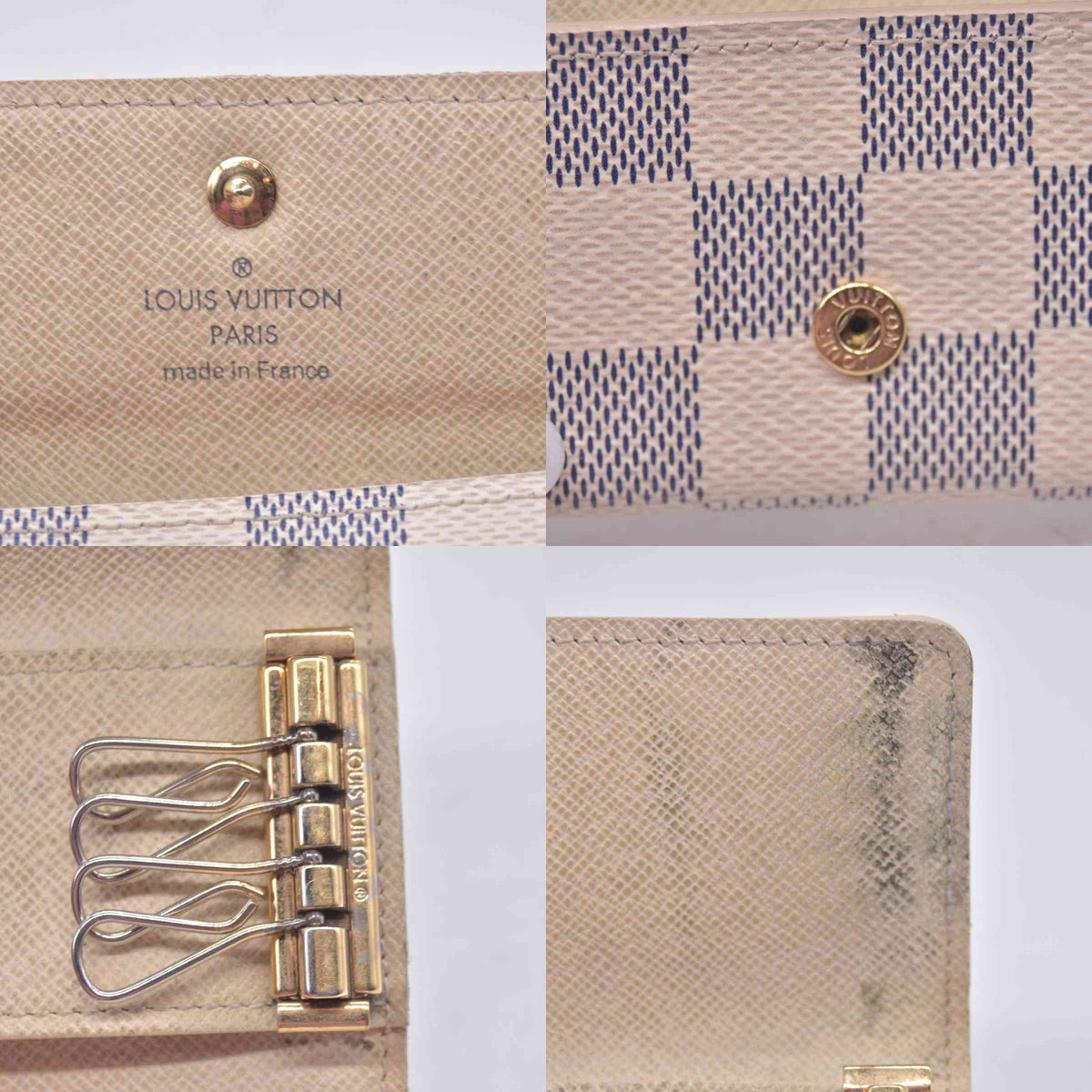 $345 2013 LOUIS VUITTON  Damier Azur Multicles 4 Key Holder CT3103 CONSIGNMENT 10020961