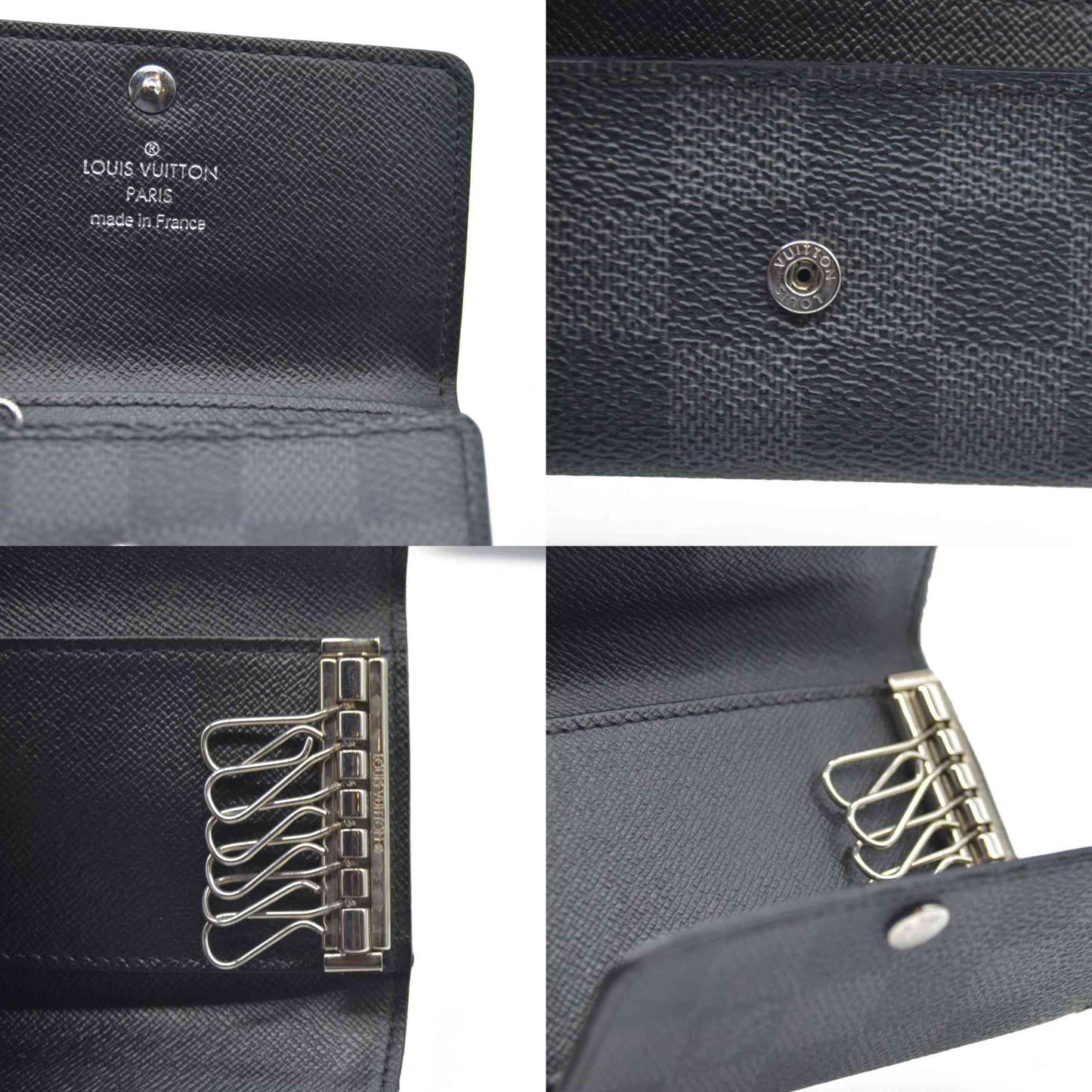 AUCTION $345 Louis Vuitton Damier Graphite Multicles 6 Ring Key Case Black CT3009