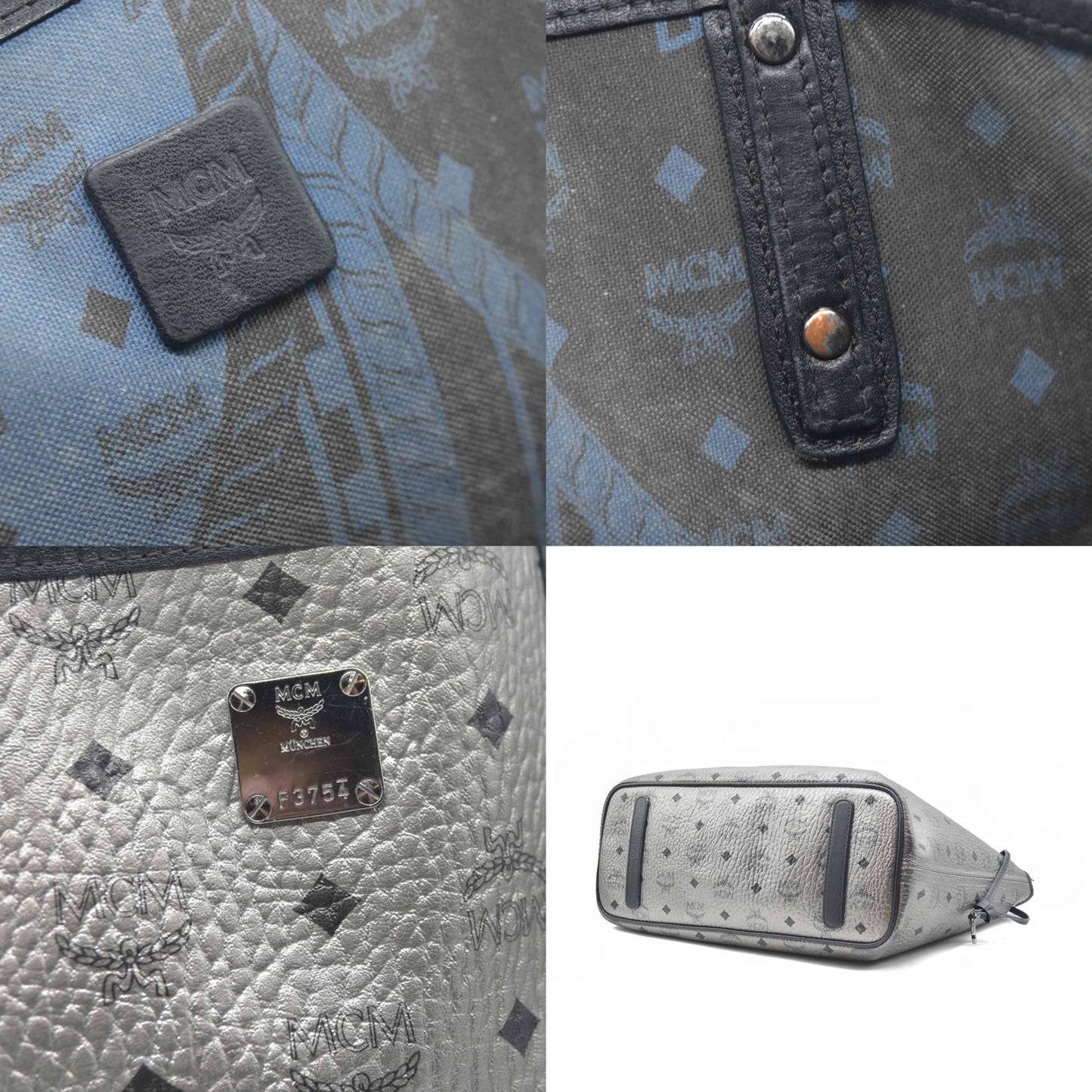 $770 MCM Tote Silver Metallic Liz Reversible Tote