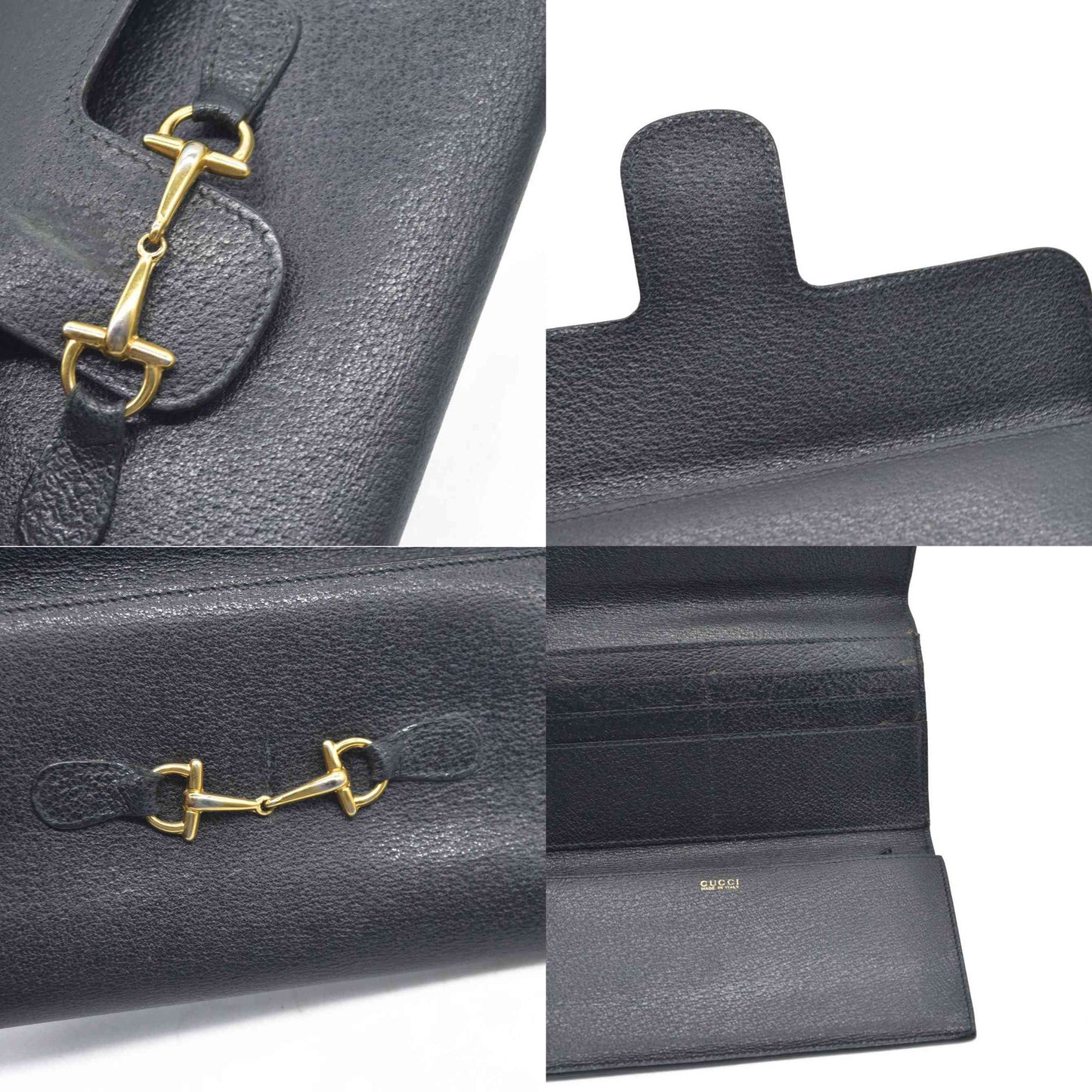 GUCCI Horsebit Leather Tri-fold Long Wallet CONSIGNMENT