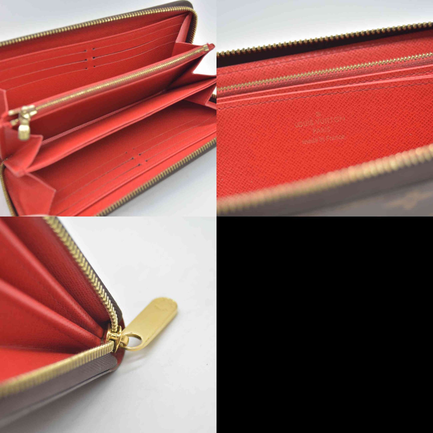 $960 RFID Louis Vuitton Monogram Zippy Wallet Coquelicot