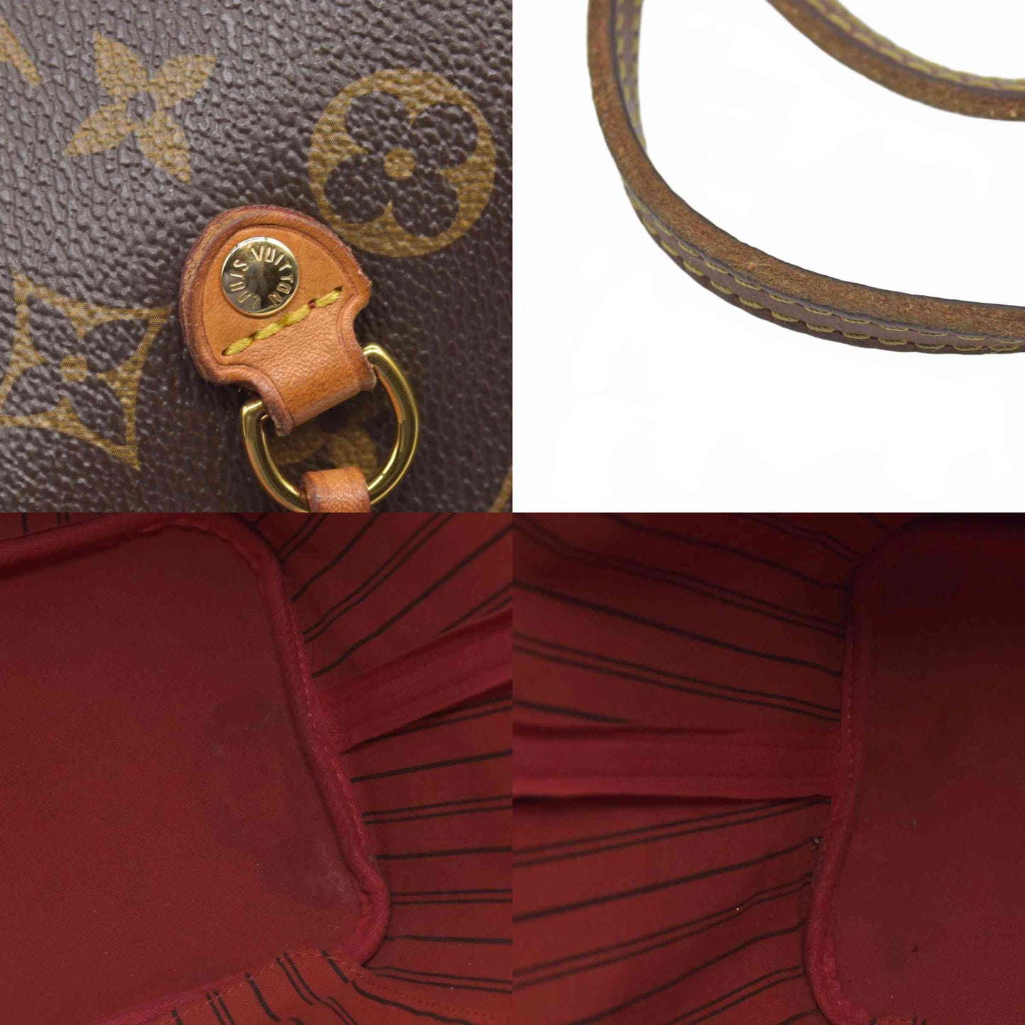 $2170 Louis Vuitton Monogram Neverfull MM Cherry AR1127