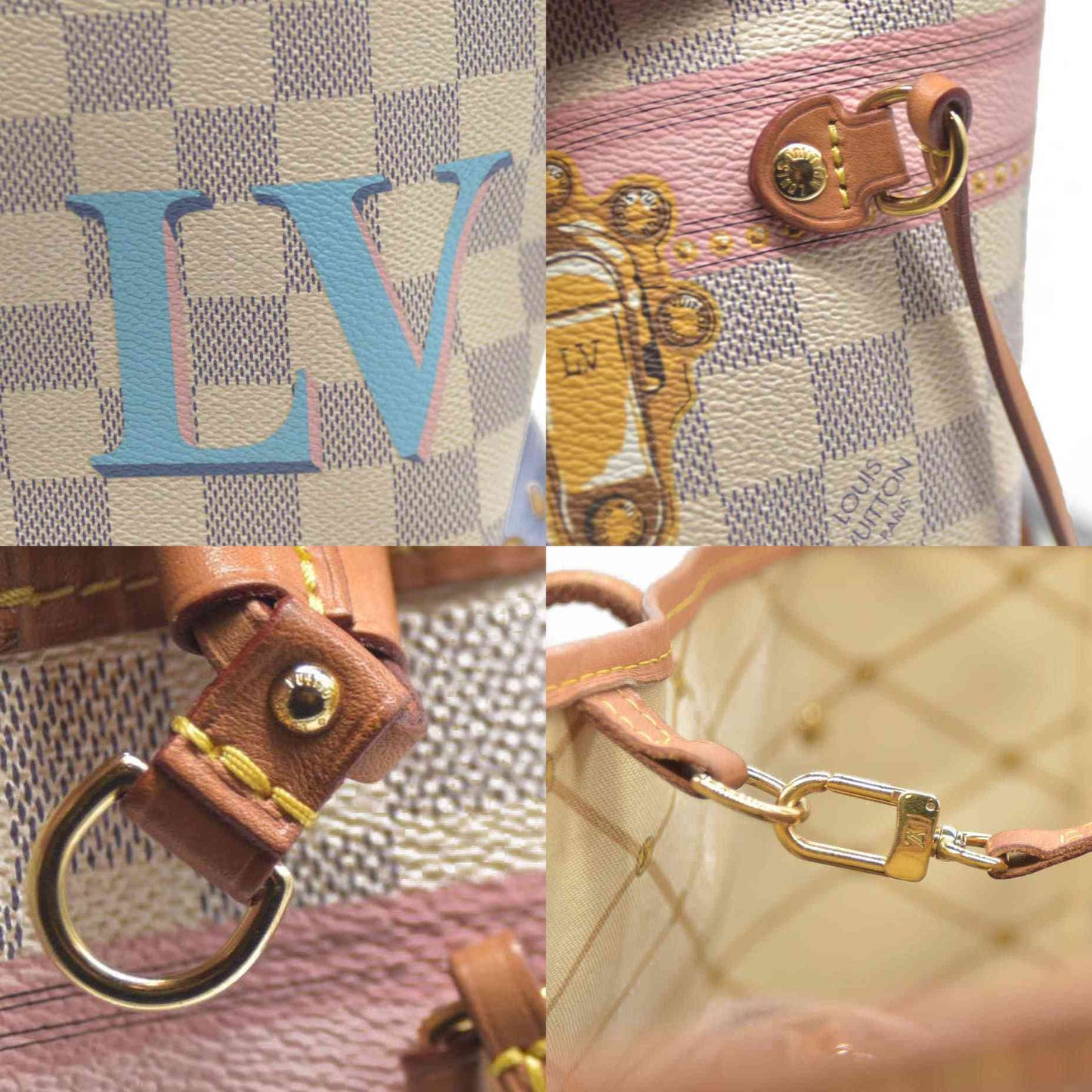 $2170 Louis Vuitton  Damier Azur Summer Trunks Neo Neverfull MM GI0168