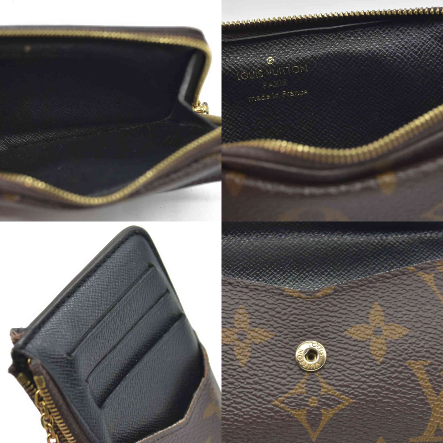 $675 Louis Vuitton  Monogram Recto Verso Card Holder Black RFID Damaged Key Ring
