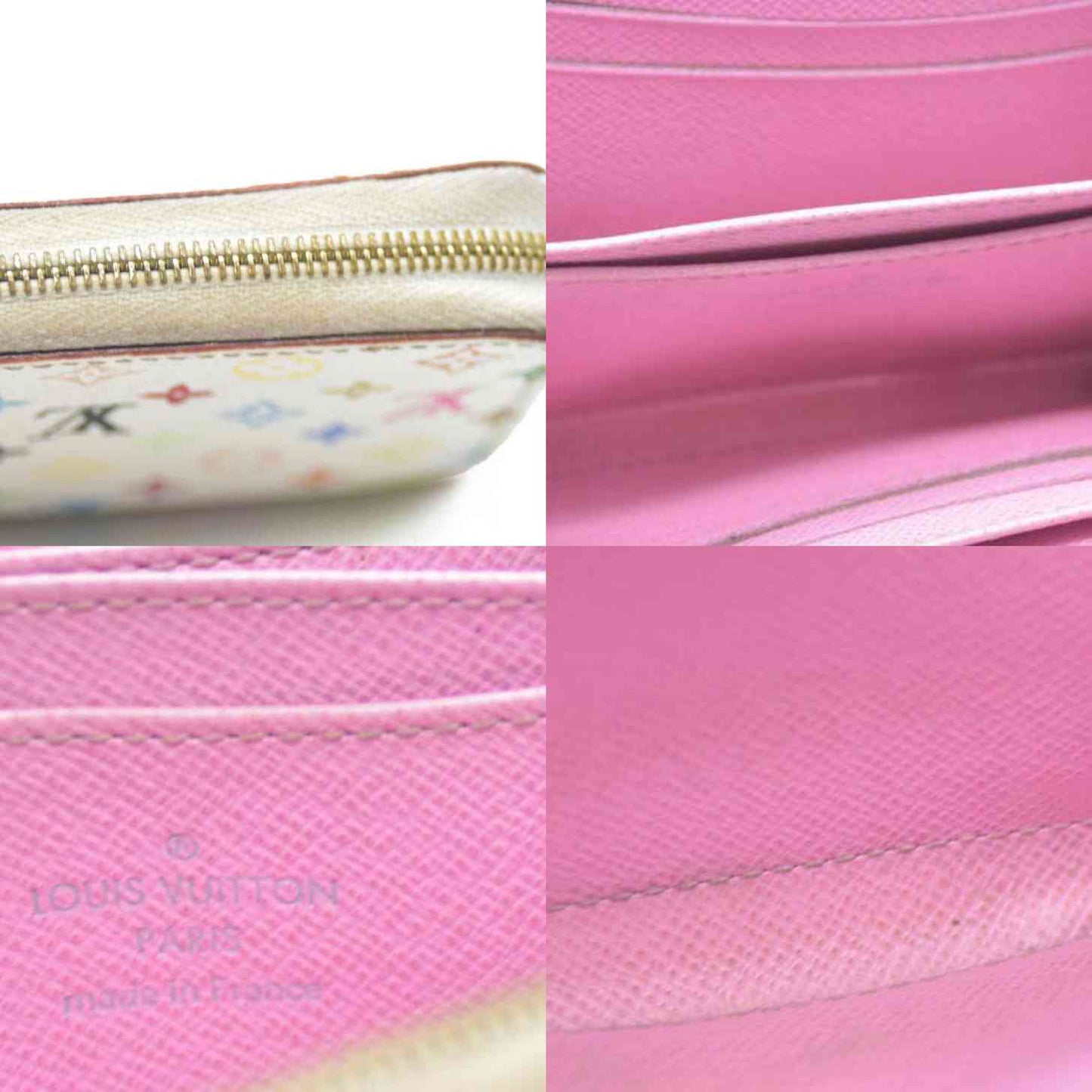 Louis Vuitton Multicolor Zippy Zip Leather Coin Purse Wallet White TS2102