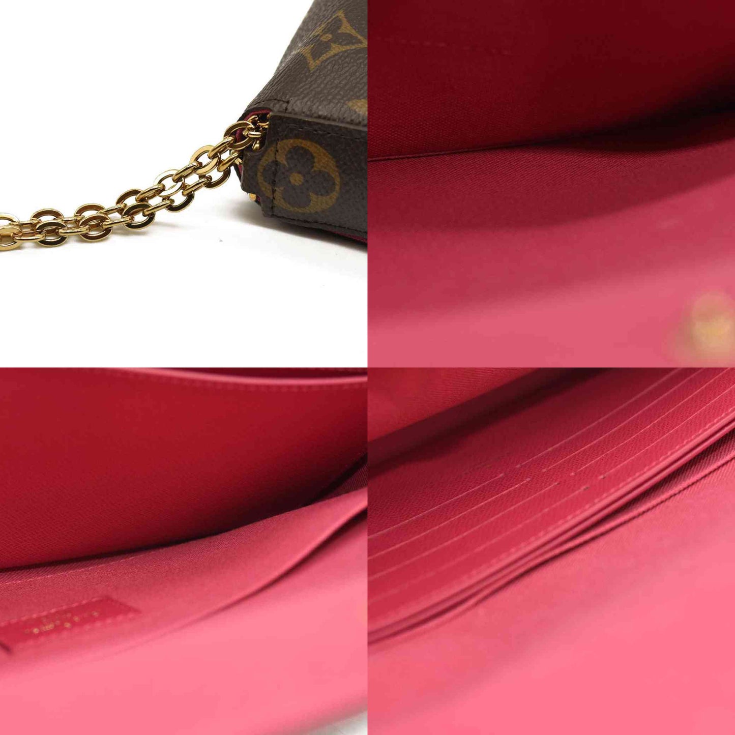 LOUIS VUITTON  Monogram 2021 Christmas Animation Hollywood Pochette Felicie Chain Wallet Fuchsia